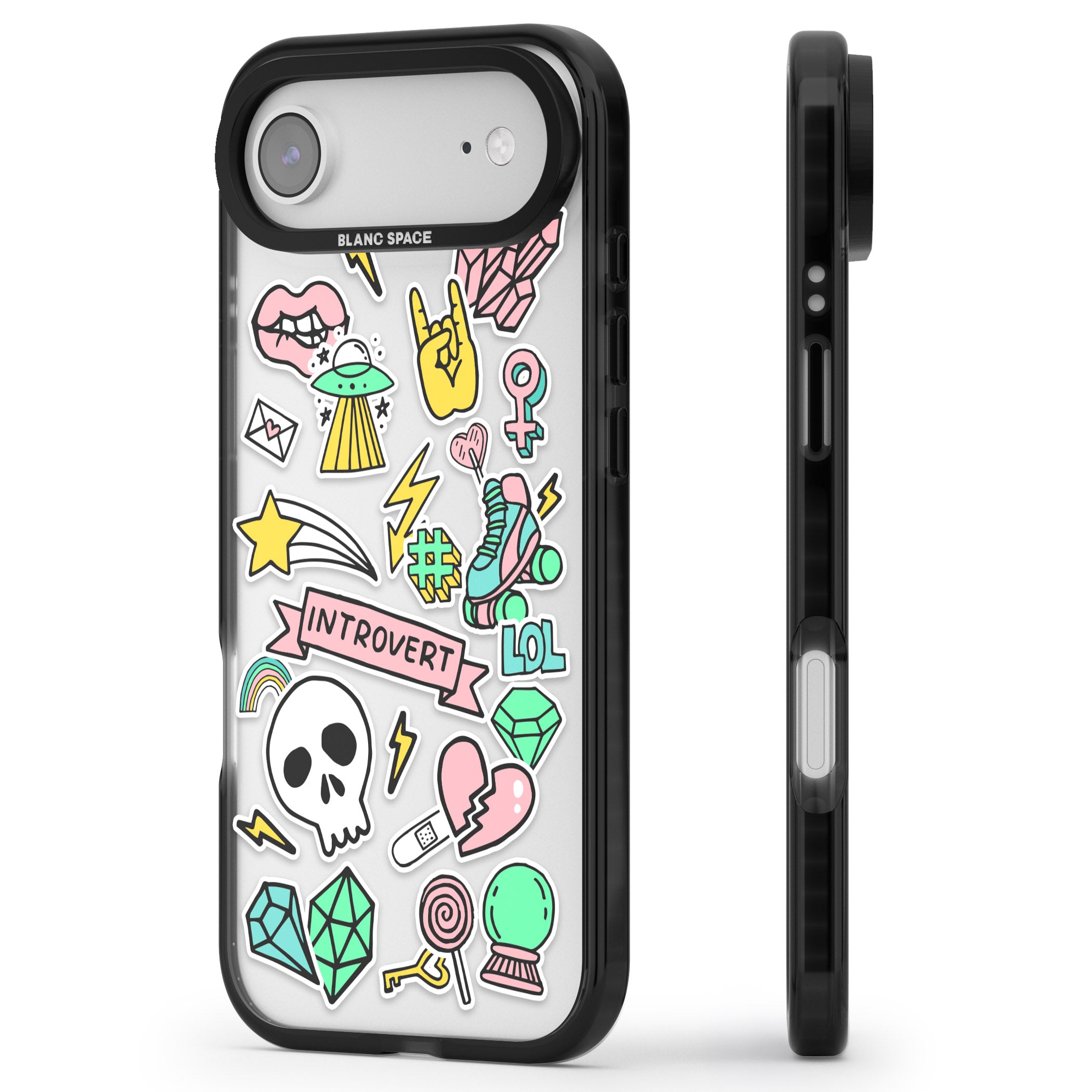 Introvert Sticker iPhone 17 Air Impact Black Phone Case Side Profile