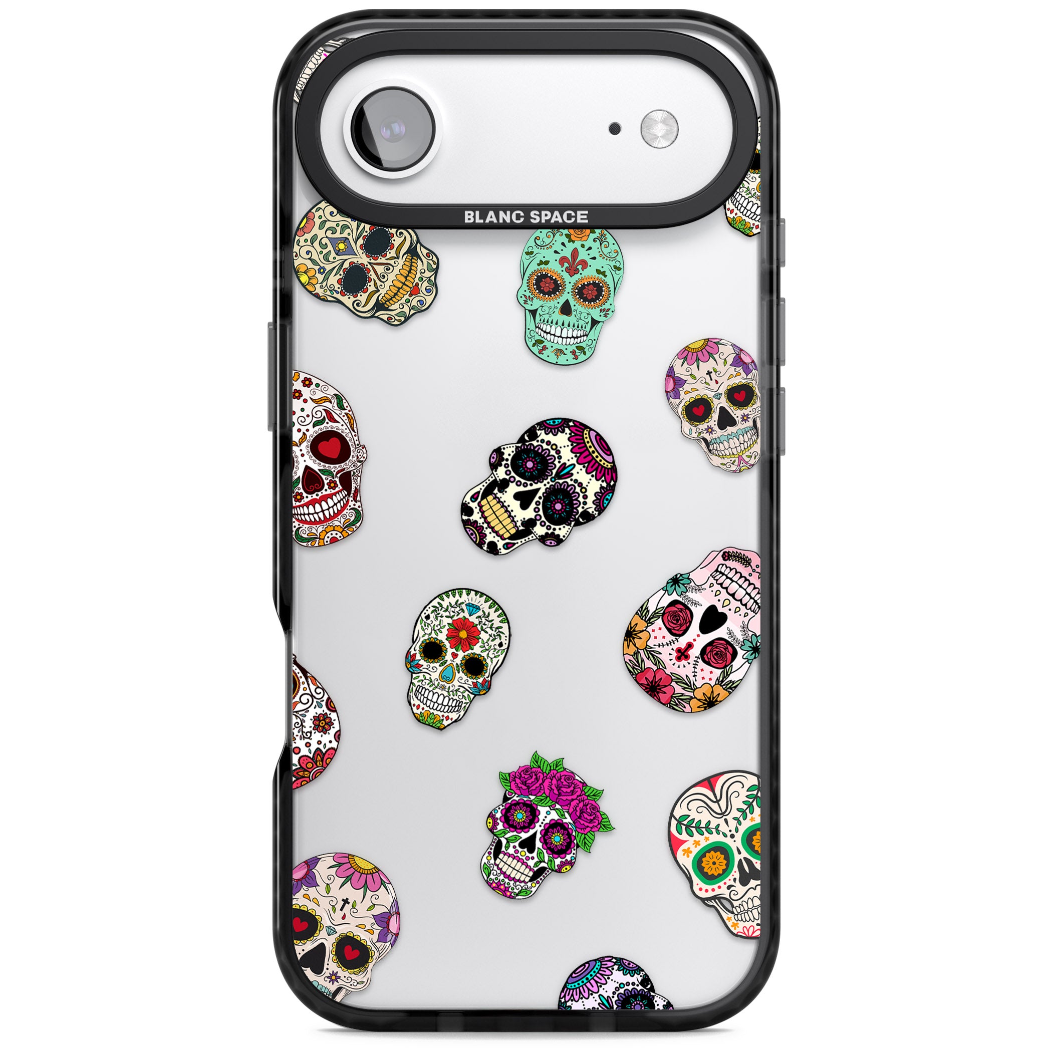 Mixed Sugar Skull Pattern iPhone 17 Air Impact Black Phone Case
