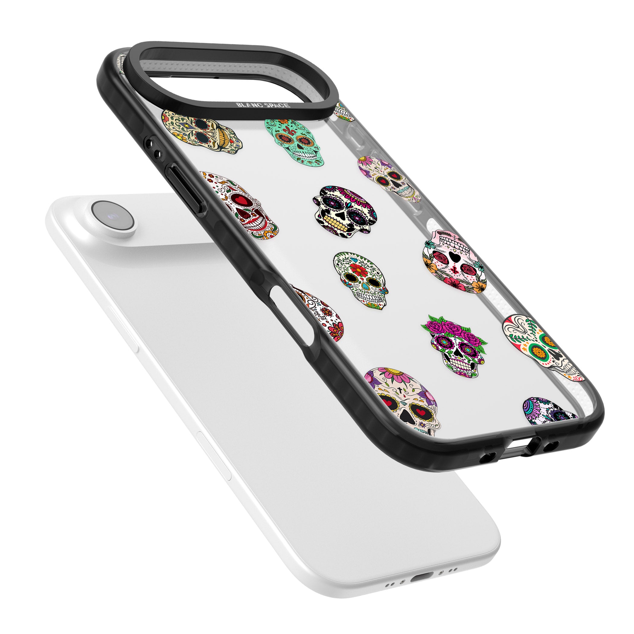 Mixed Sugar Skull Pattern iPhone 17 Air Impact Black Phone Case Colours