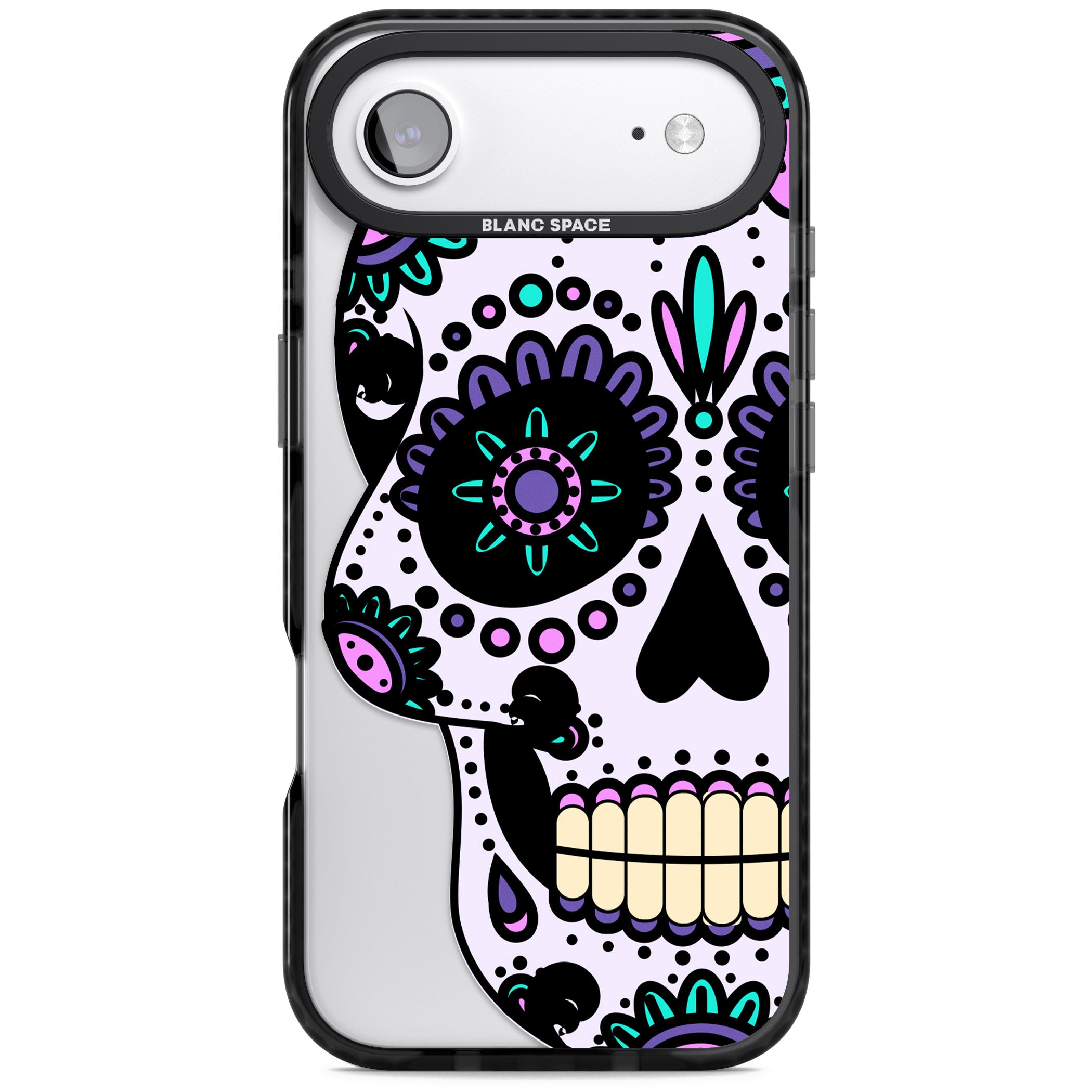 Violet Sugar Skull iPhone 17 Air Impact Black Phone Case