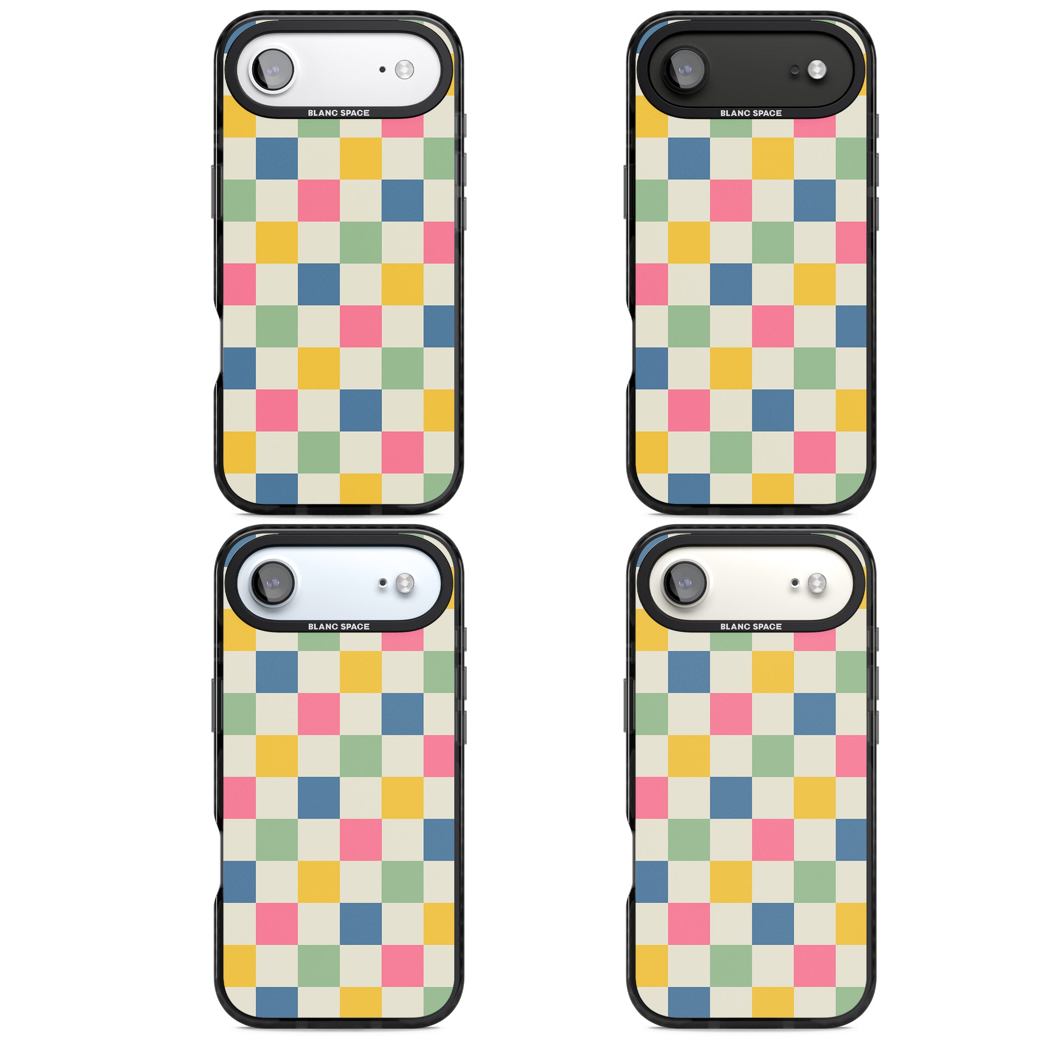 Pastel Multicolor Checkered iPhone 17 Air Impact Black Phone Case APT Impact Protection