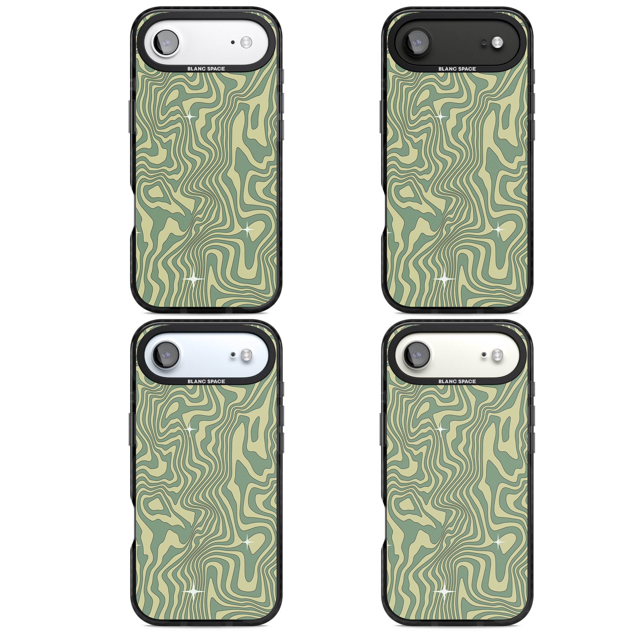 Green Abstract Wave iPhone 17 Air Impact Black Phone Case APT Impact Protection