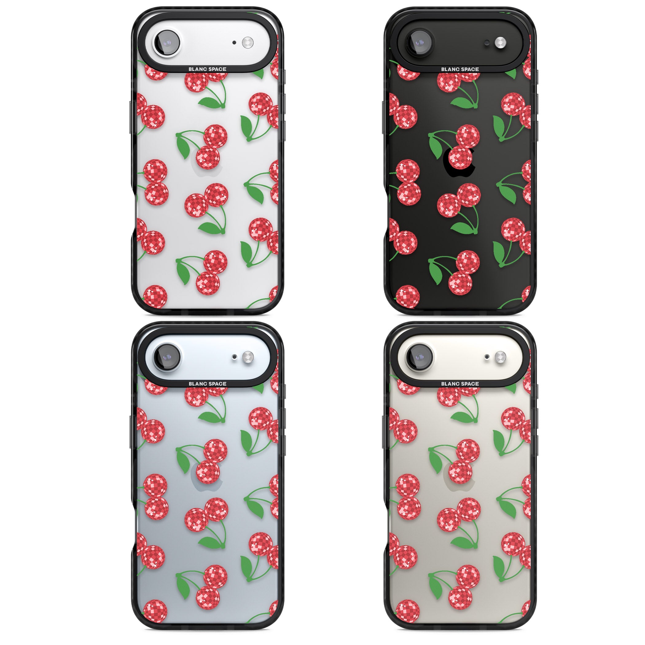 Disco Cherry Pattern iPhone 17 Air Impact Black Phone Case APT Impact Protection