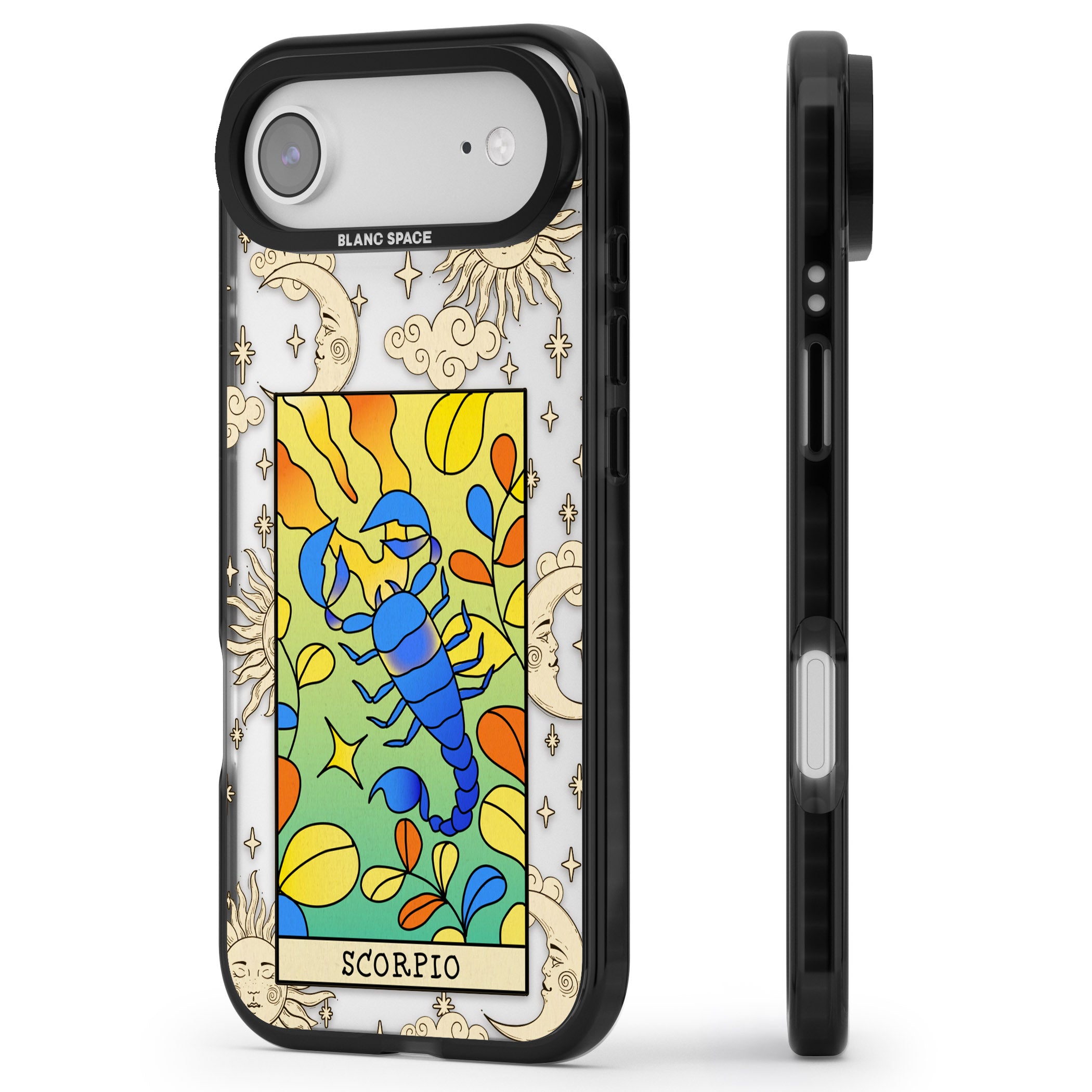 Celestial Zodiac Scorpio iPhone 17 Air Impact Black Phone Case Side Profile