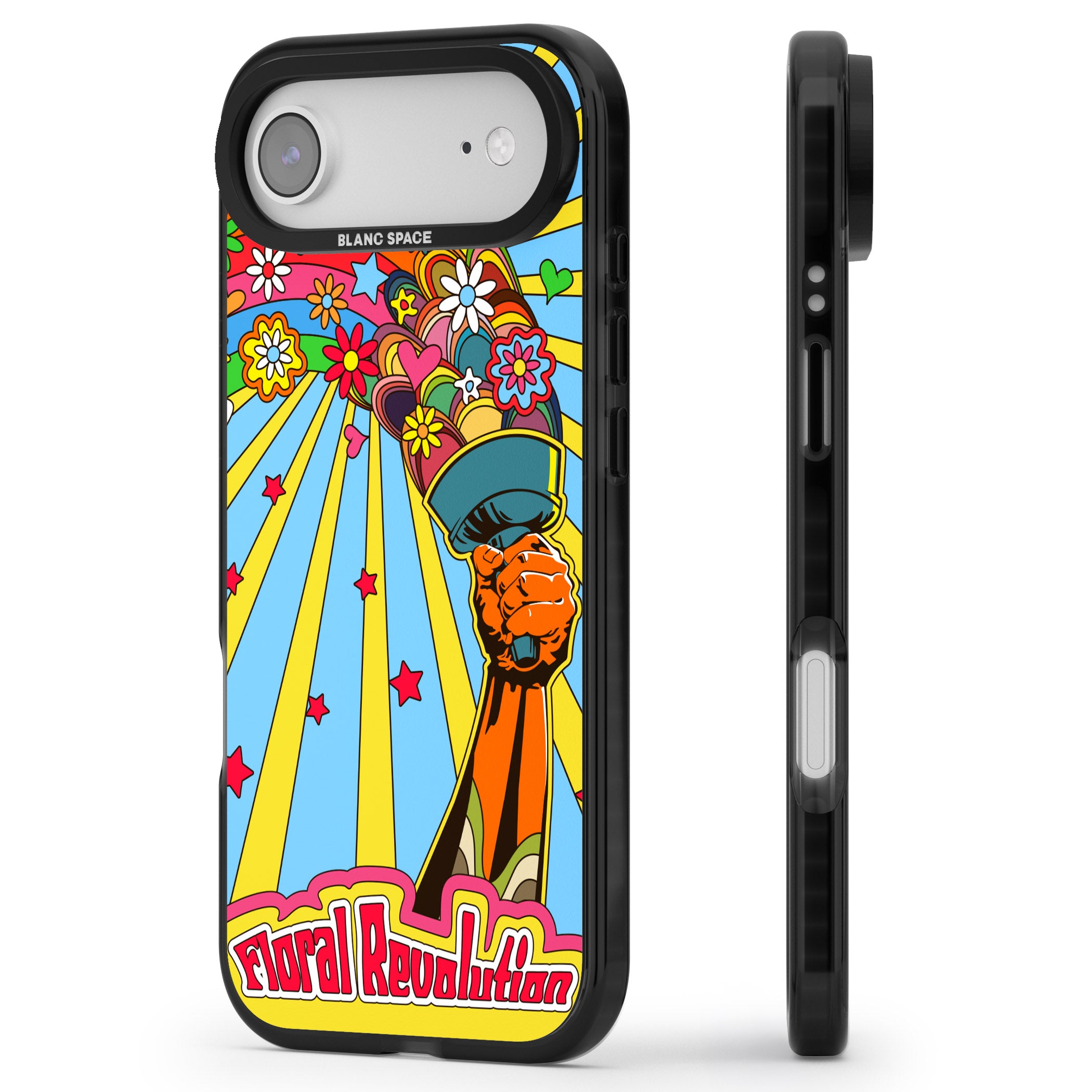Floral Revolution iPhone 17 Air Impact Black Phone Case Side Profile