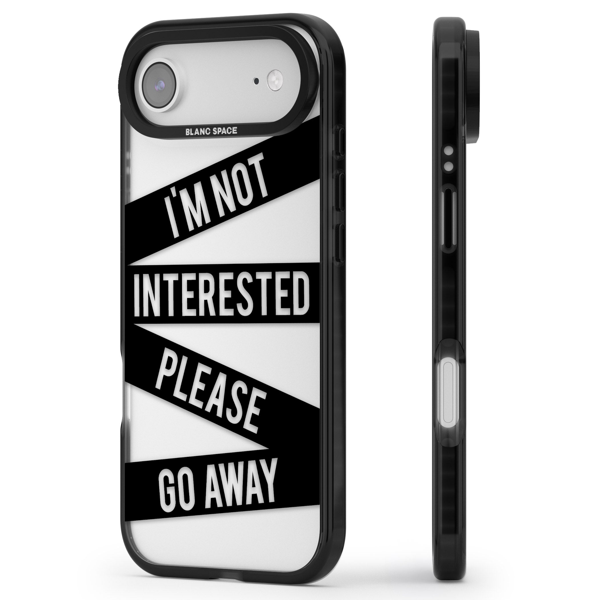 Not Interested Warning iPhone 17 Air Impact Black Phone Case Side Profile