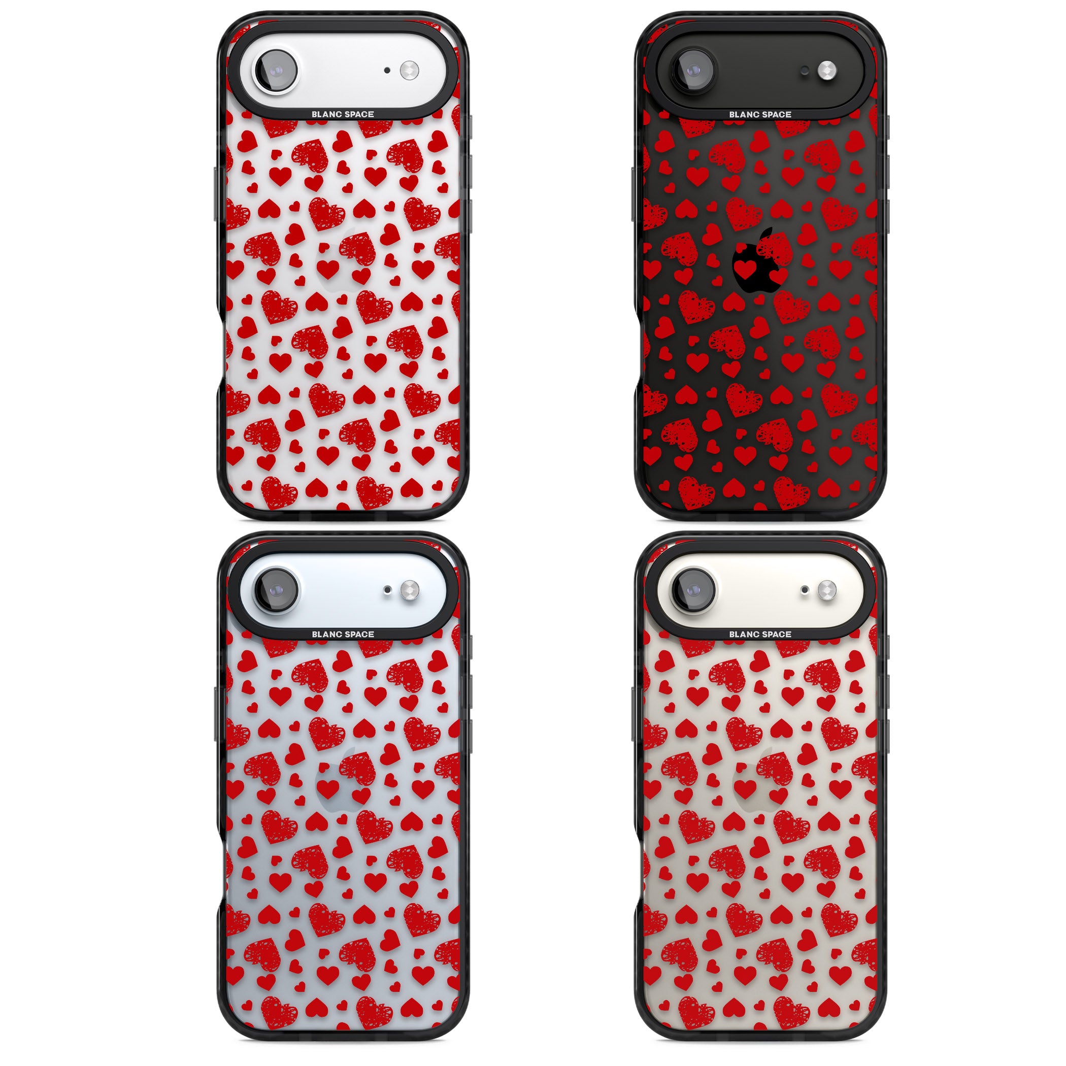 Red Heart Pattern Classic iPhone 17 Air Impact Black Phone Case APT Impact Protection
