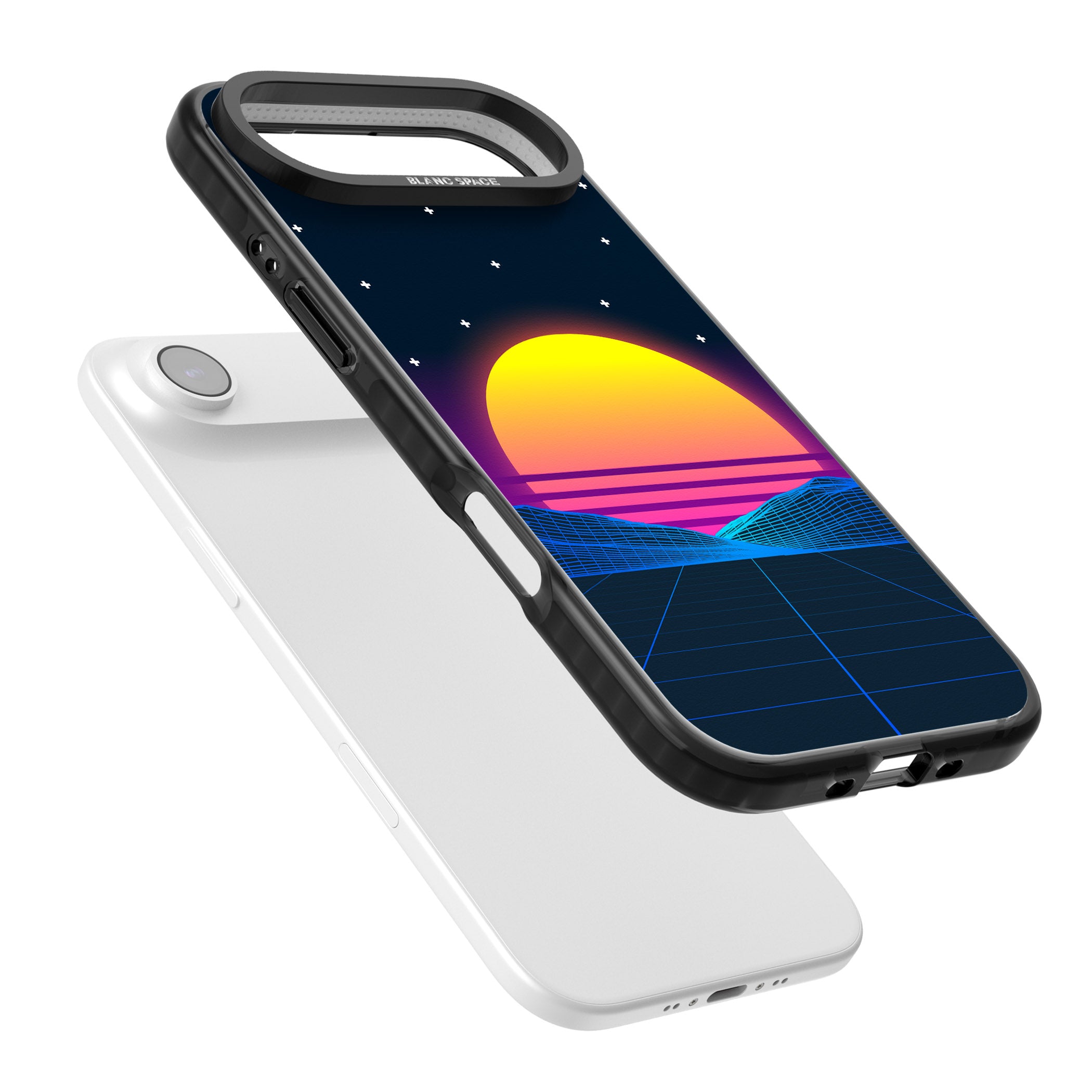 Retro Sunset Vaporwave iPhone 17 Air Impact Black Phone Case Colours