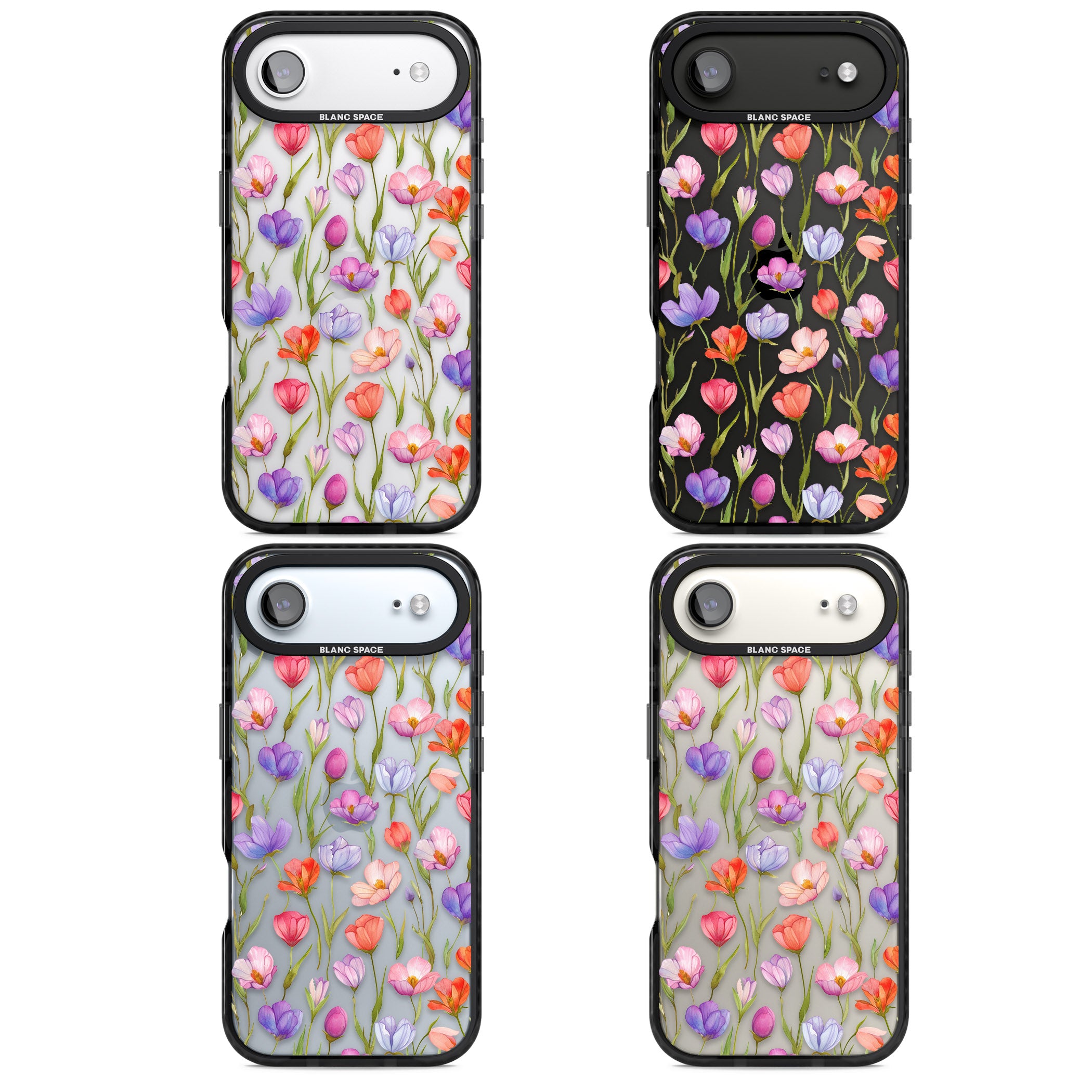 Red, Pink & Purple Flowers iPhone 17 Air Impact Black Phone Case APT Impact Protection