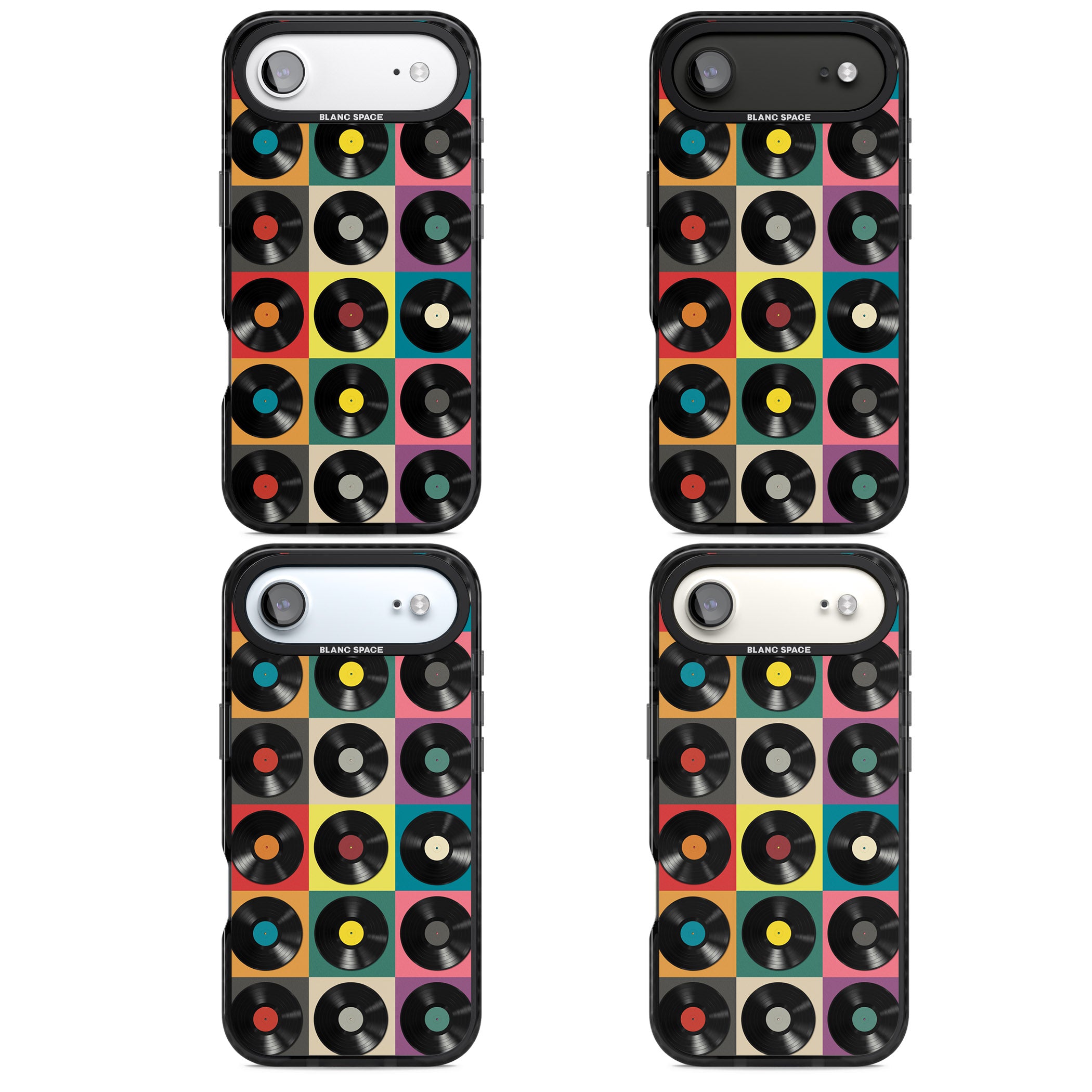 Vinyl Record Pattern iPhone 17 Air Impact Black Phone Case APT Impact Protection