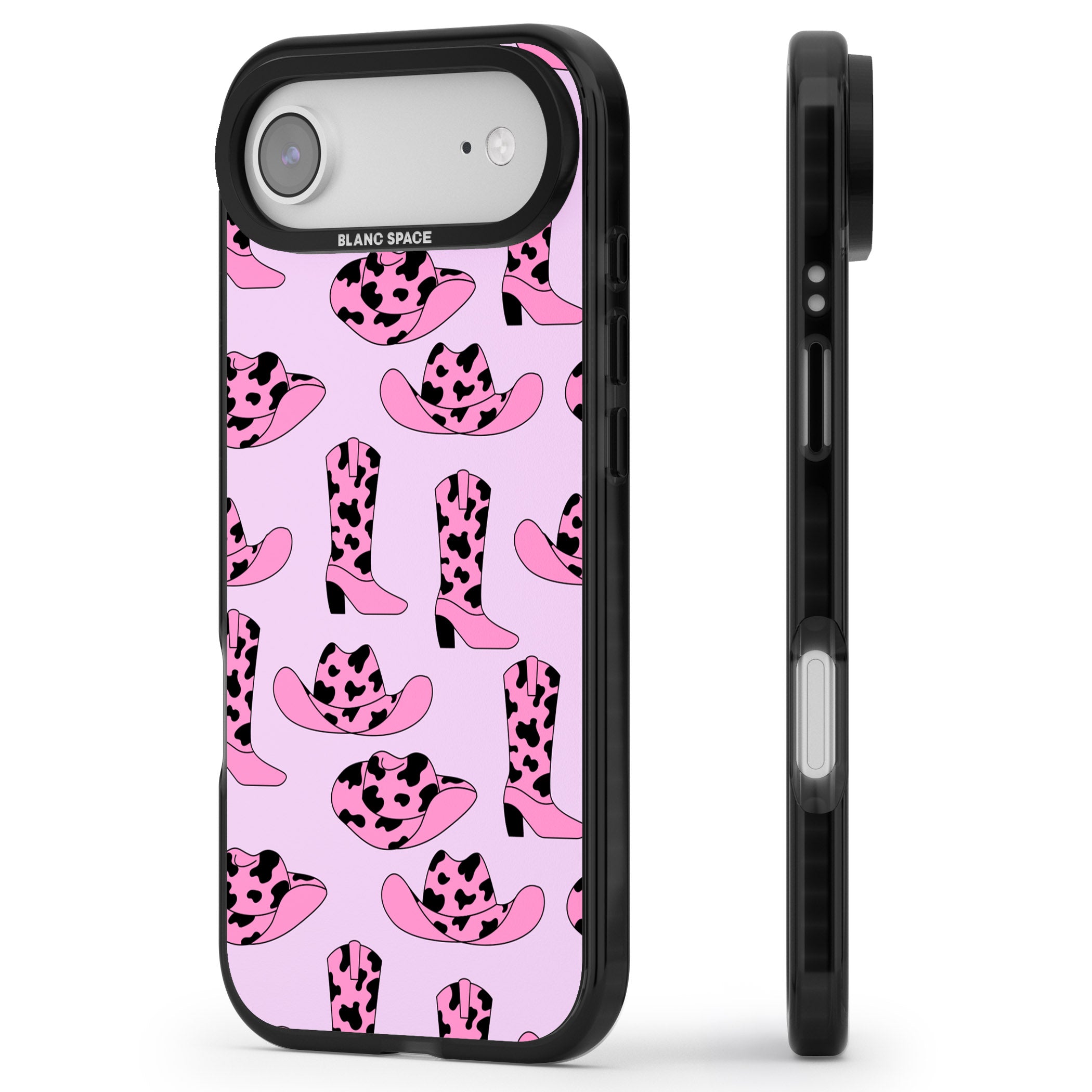 Cow Girl Pattern iPhone 17 Air Impact Black Phone Case Side Profile