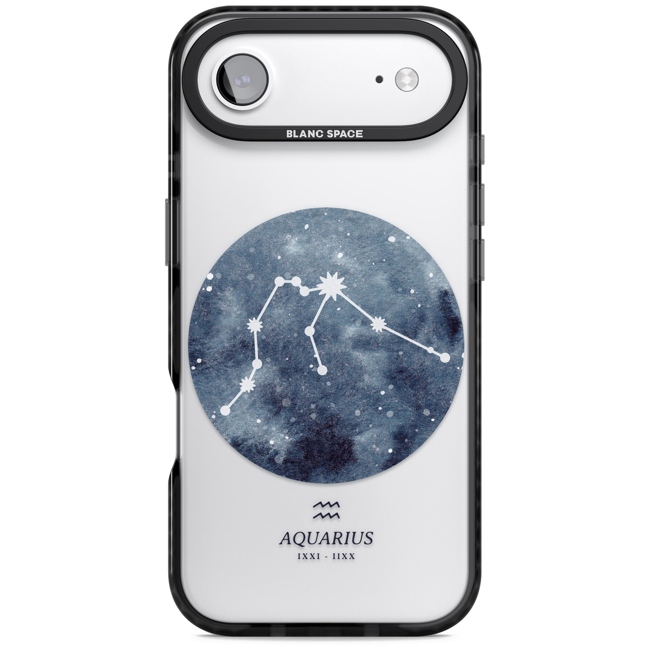 Aquarius Zodiac Blue iPhone 17 Air Impact Black Phone Case
