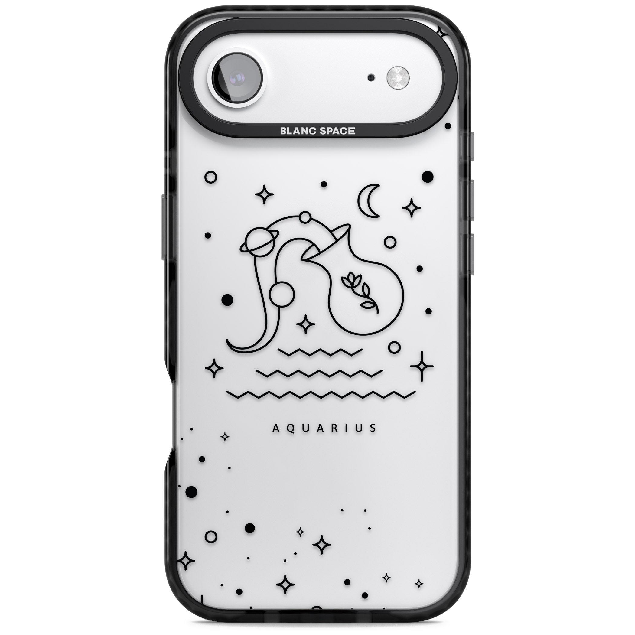 Aquarius Zodiac Symbol iPhone 17 Air Impact Black Phone Case