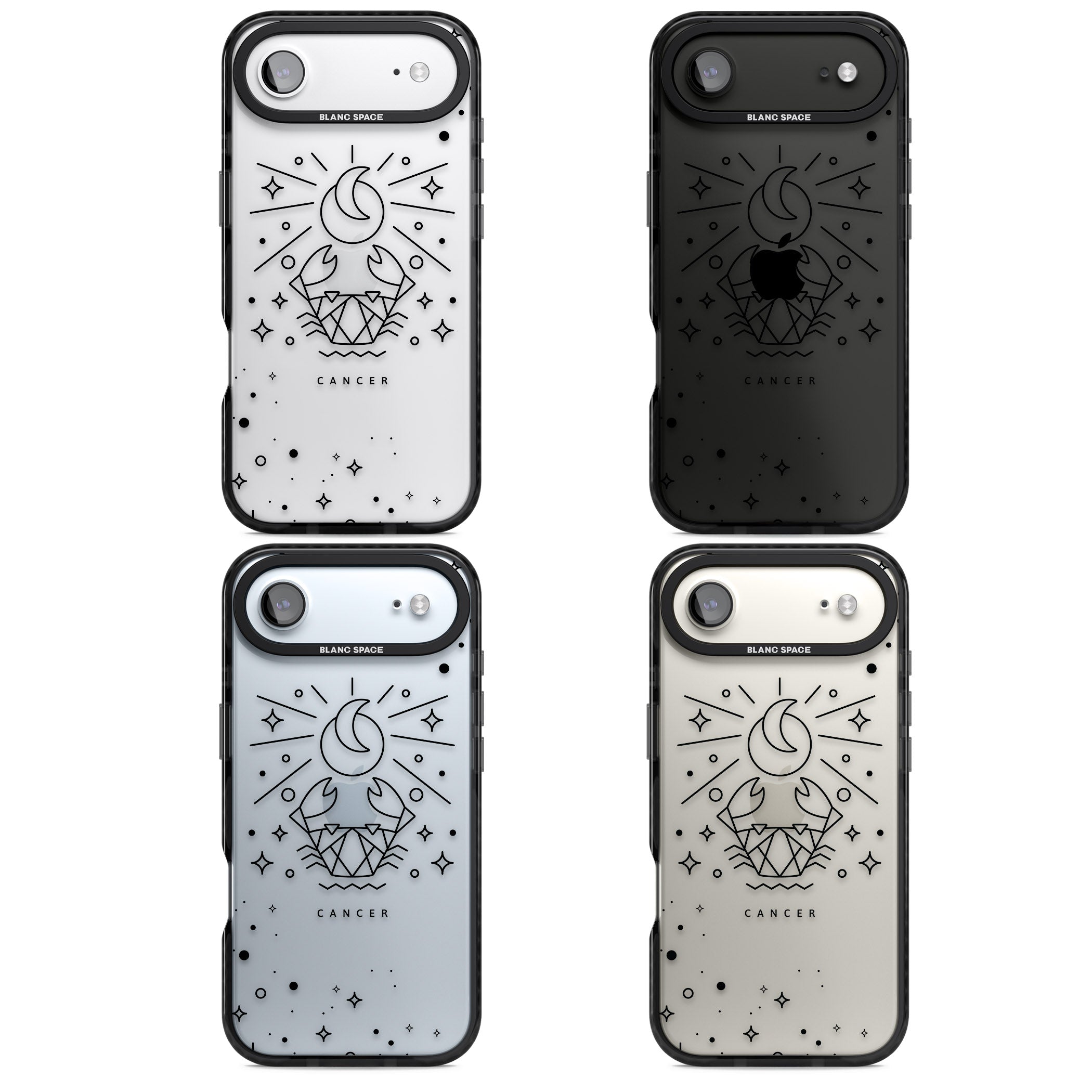 Zodiac Cancer Moon iPhone 17 Air Impact Black Phone Case APT Impact Protection