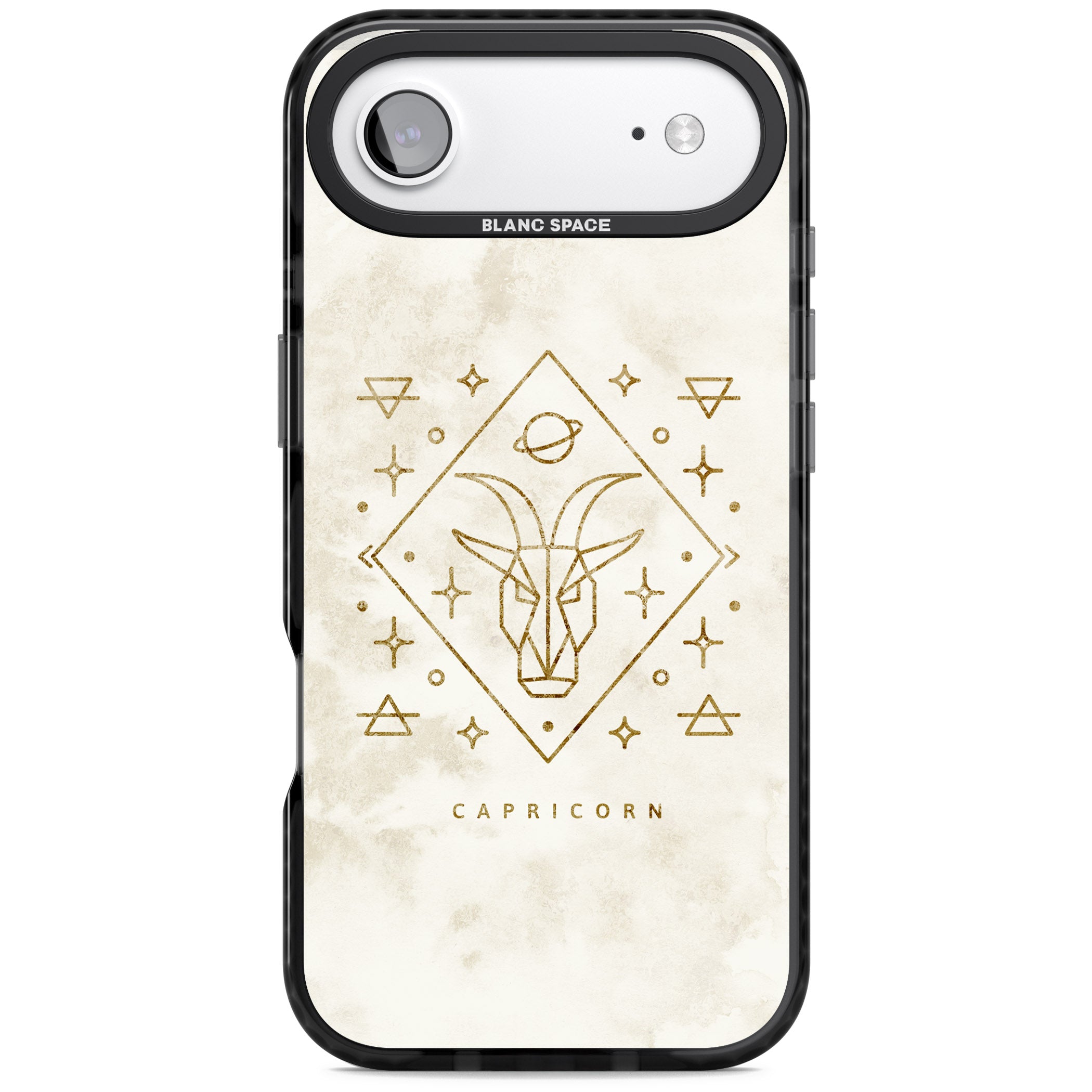 Capricorn Gold Zodiac Design iPhone 17 Air Impact Black Phone Case