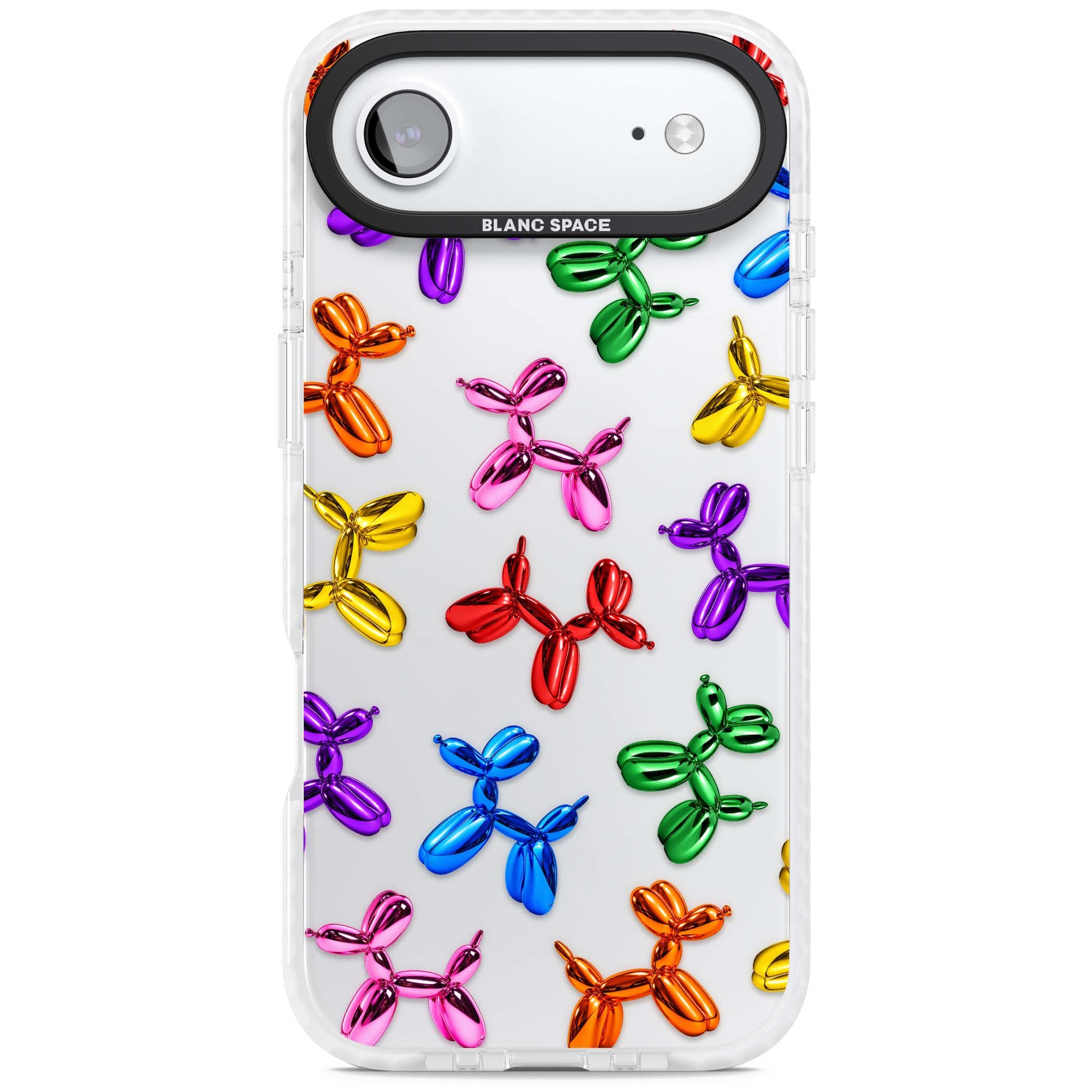 Balloon Dogs pop art iPhone case featuring rainbow chrome balloon dogs in Jeff Koons style | Black Impact case for iPhone Air