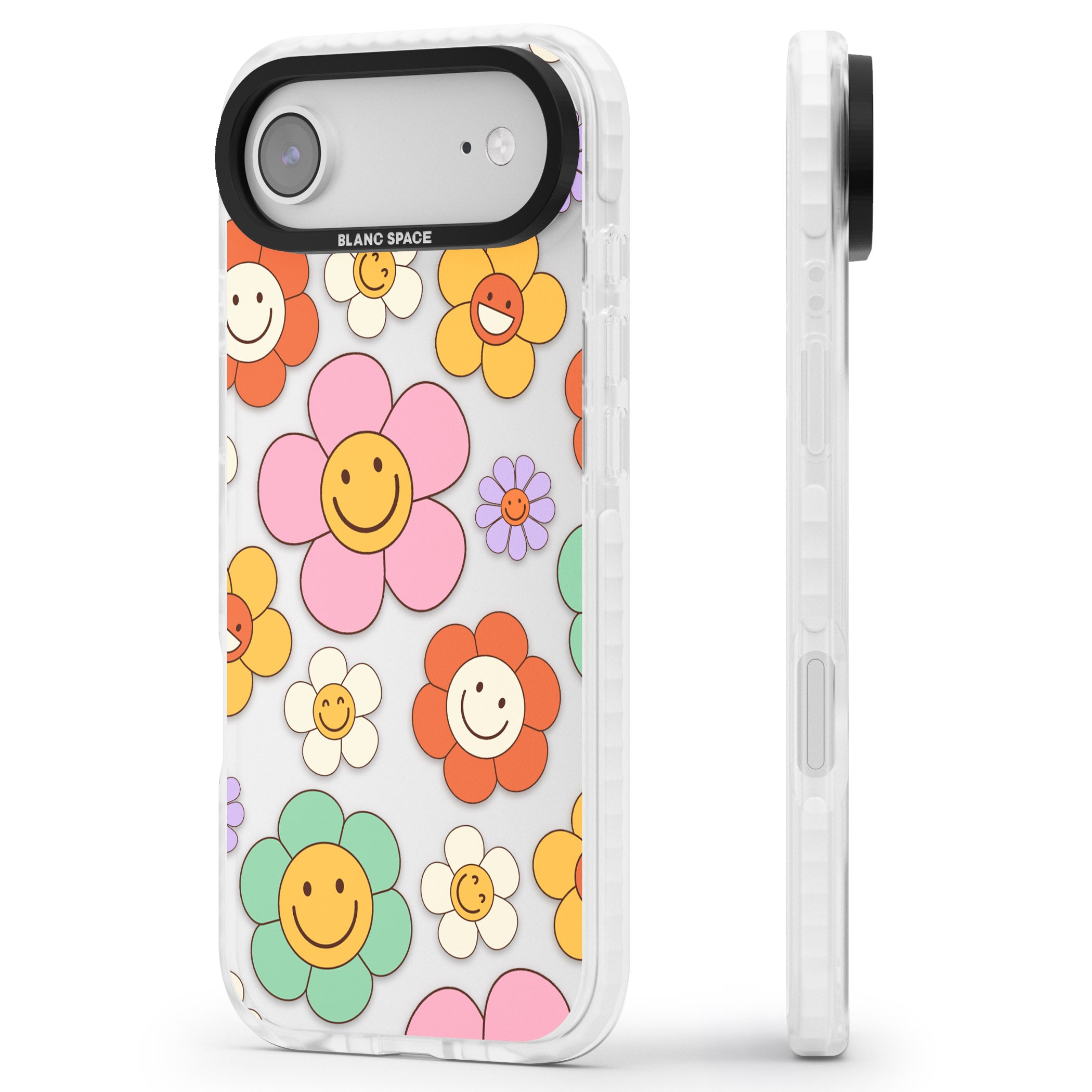 Happy Blossoms iPhone 17 Air Impact Clear Phone Case Side Profile