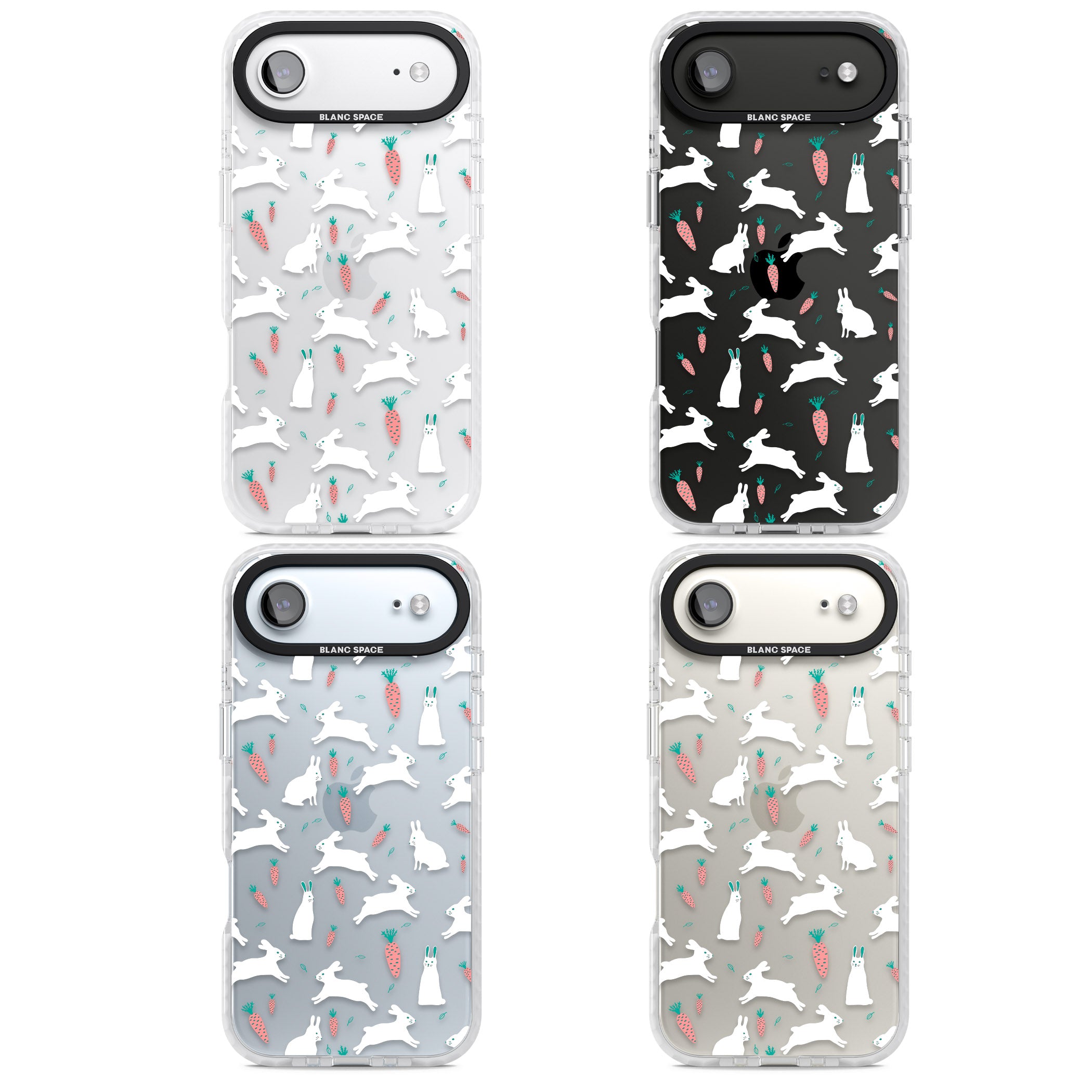 White Bunnies And Carrots iPhone 17 Air Impact Clear Phone Case APT Impact Protection