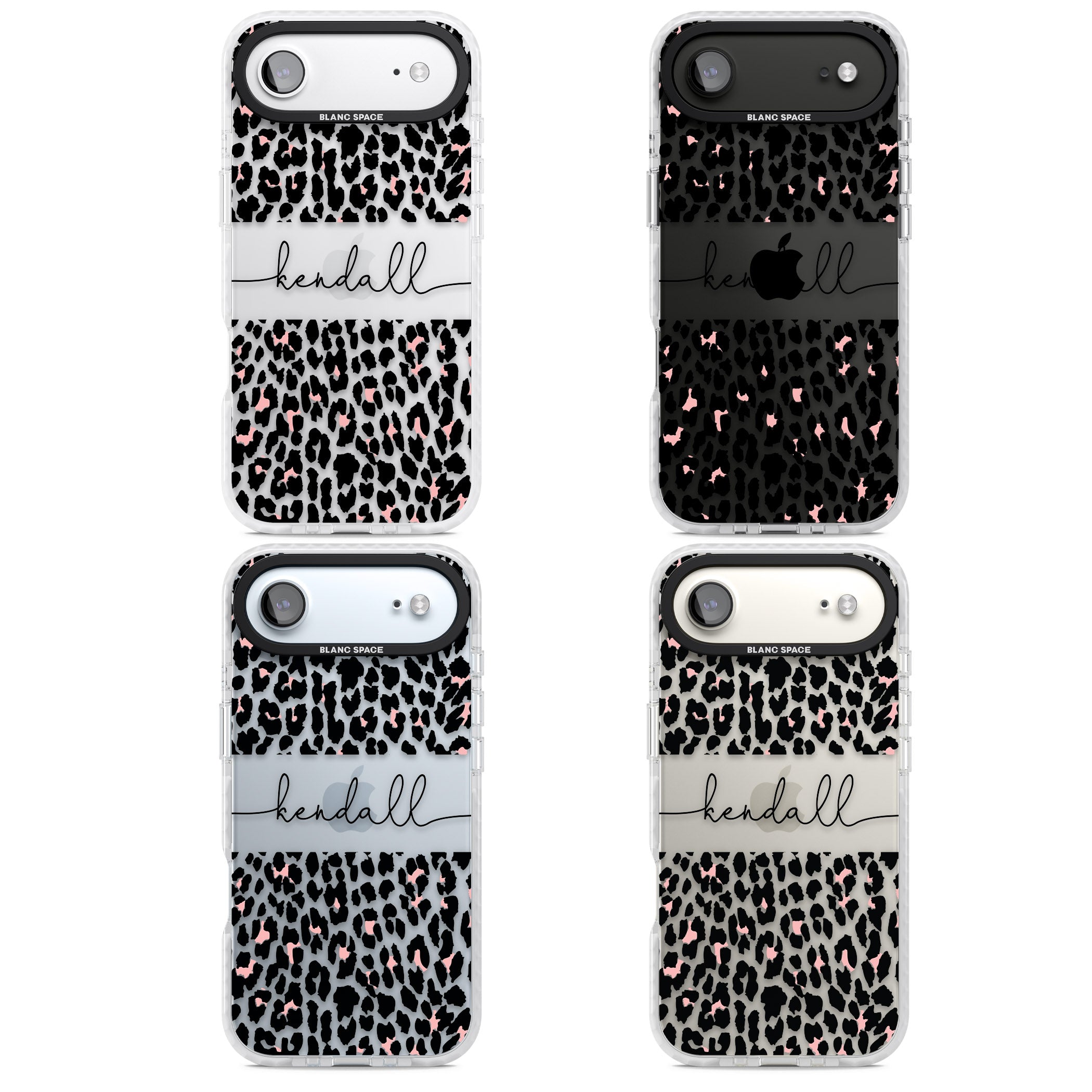 Personalised Cursive Leopard Spots iPhone 17 Air Impact Clear Phone Case APT Impact Protection