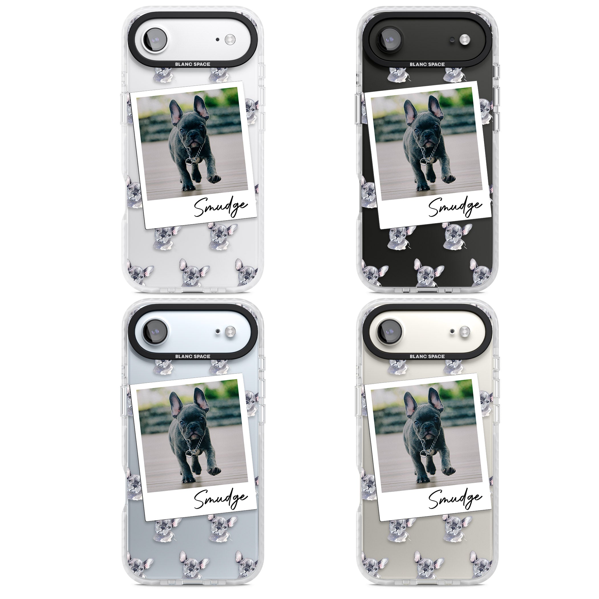 Personalised Grey French Bulldog Instant Camera Photo iPhone 17 Air Impact Clear Phone Case APT Impact Protection