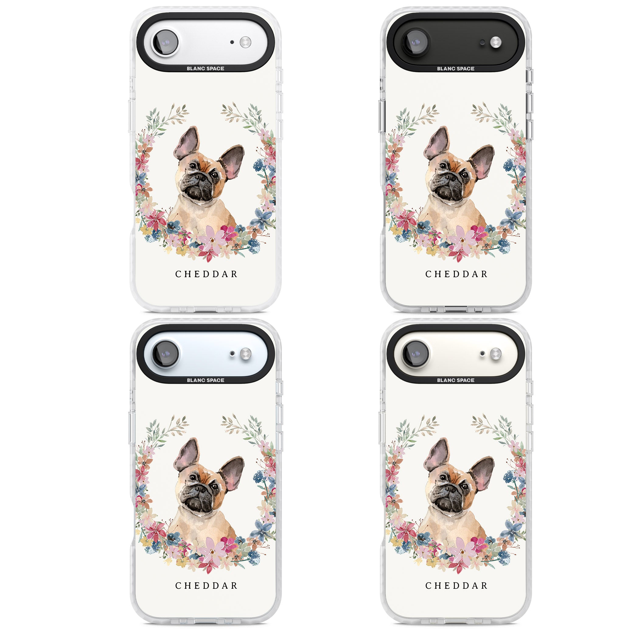 Personalised Tan French Bulldog Floral Portrait iPhone 17 Air Impact Clear Phone Case APT Impact Protection
