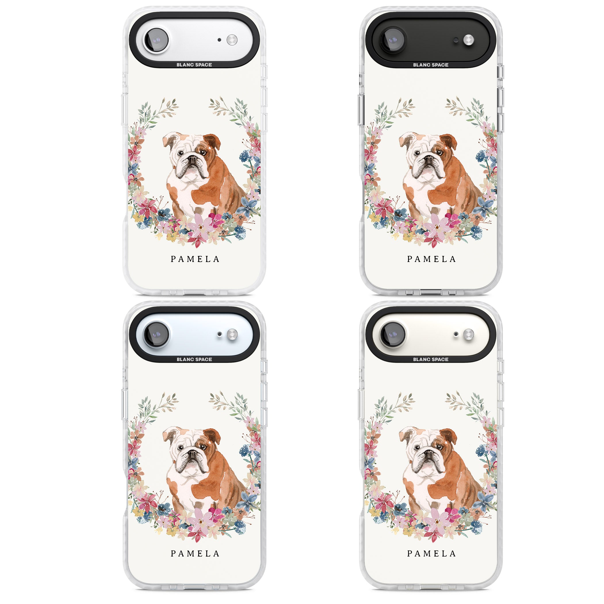 Personalised English Bulldog Floral Portrait iPhone 17 Air Impact Clear Phone Case APT Impact Protection