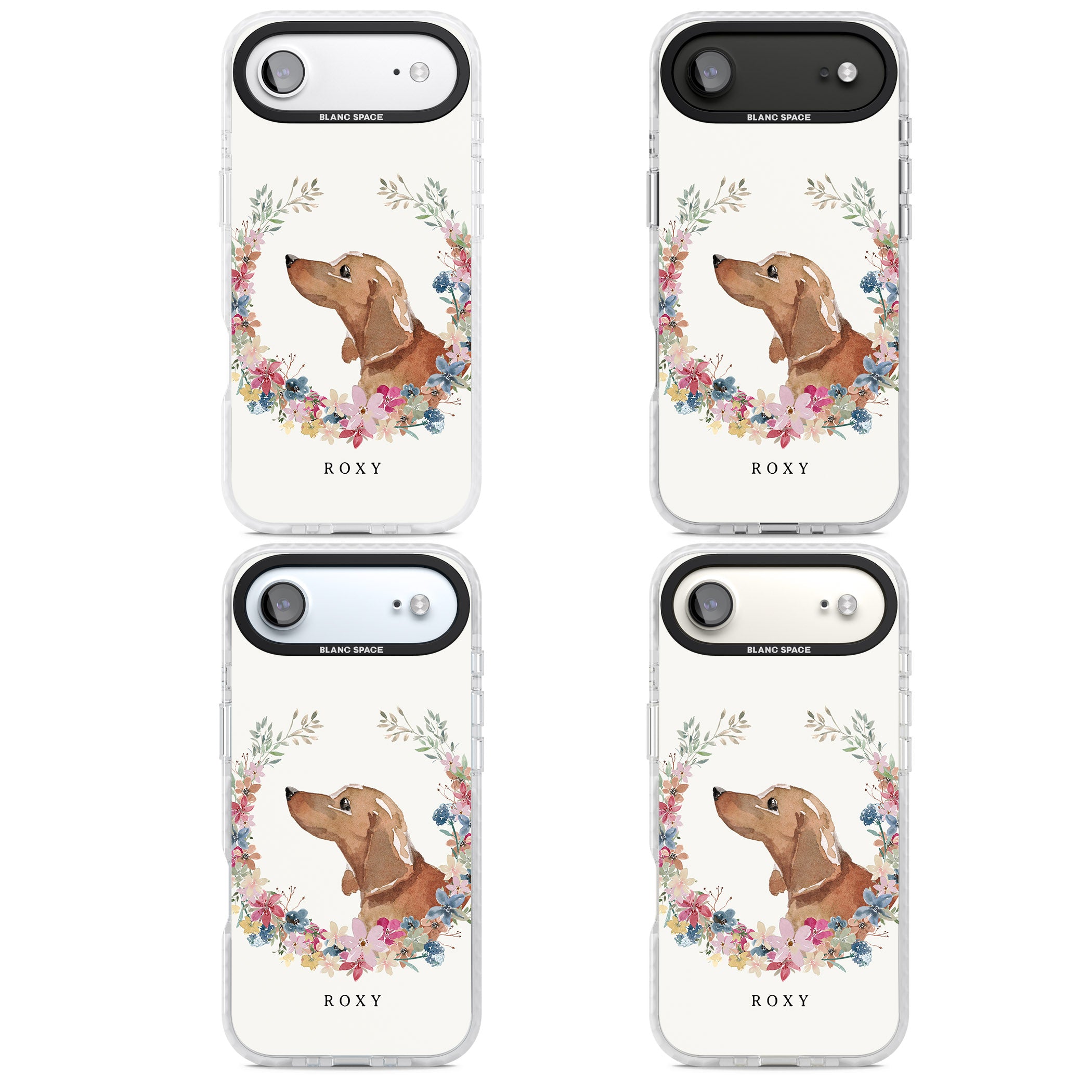 Personalised Tan Dachshund Floral Portrait iPhone 17 Air Impact Clear Phone Case APT Impact Protection