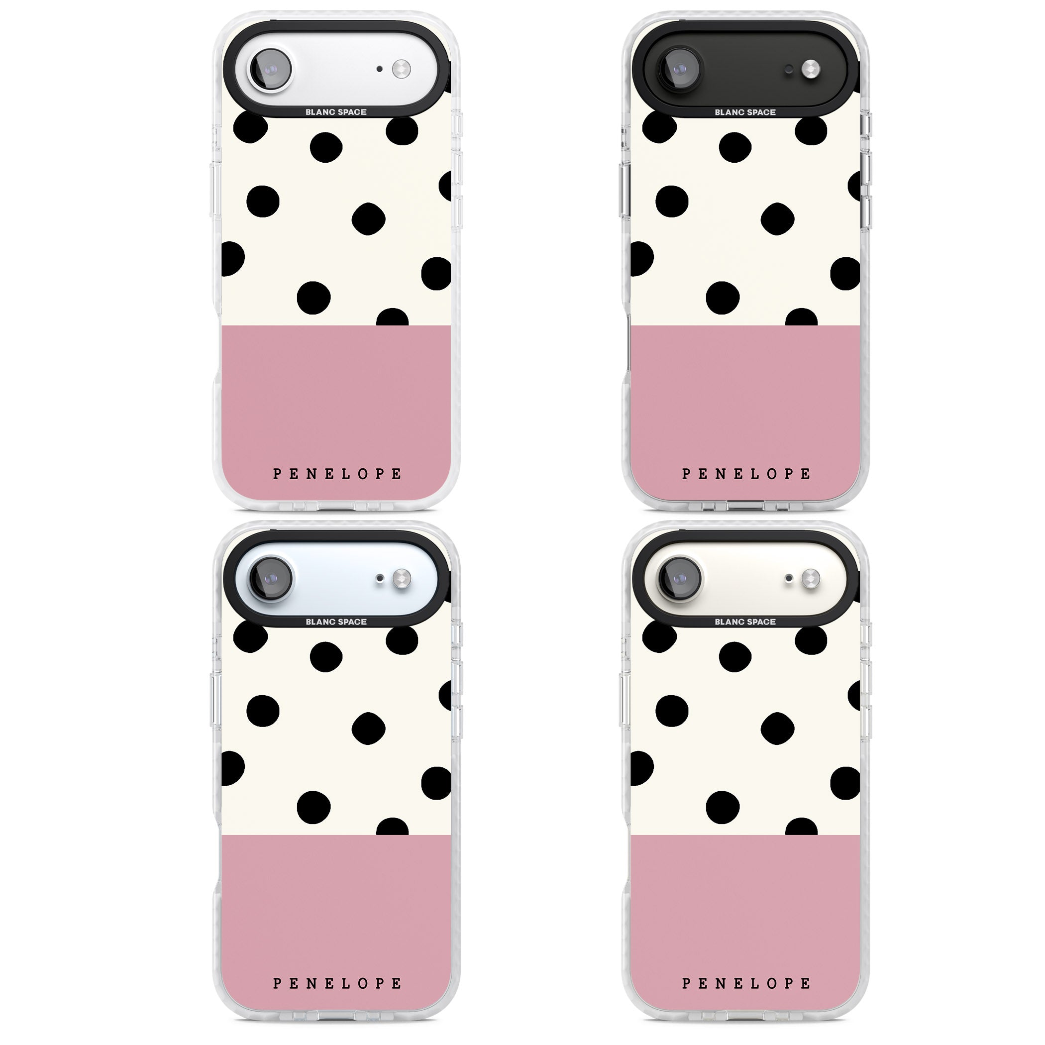 Personalised Pink Border Polka Dot iPhone 17 Air Impact Clear Phone Case APT Impact Protection