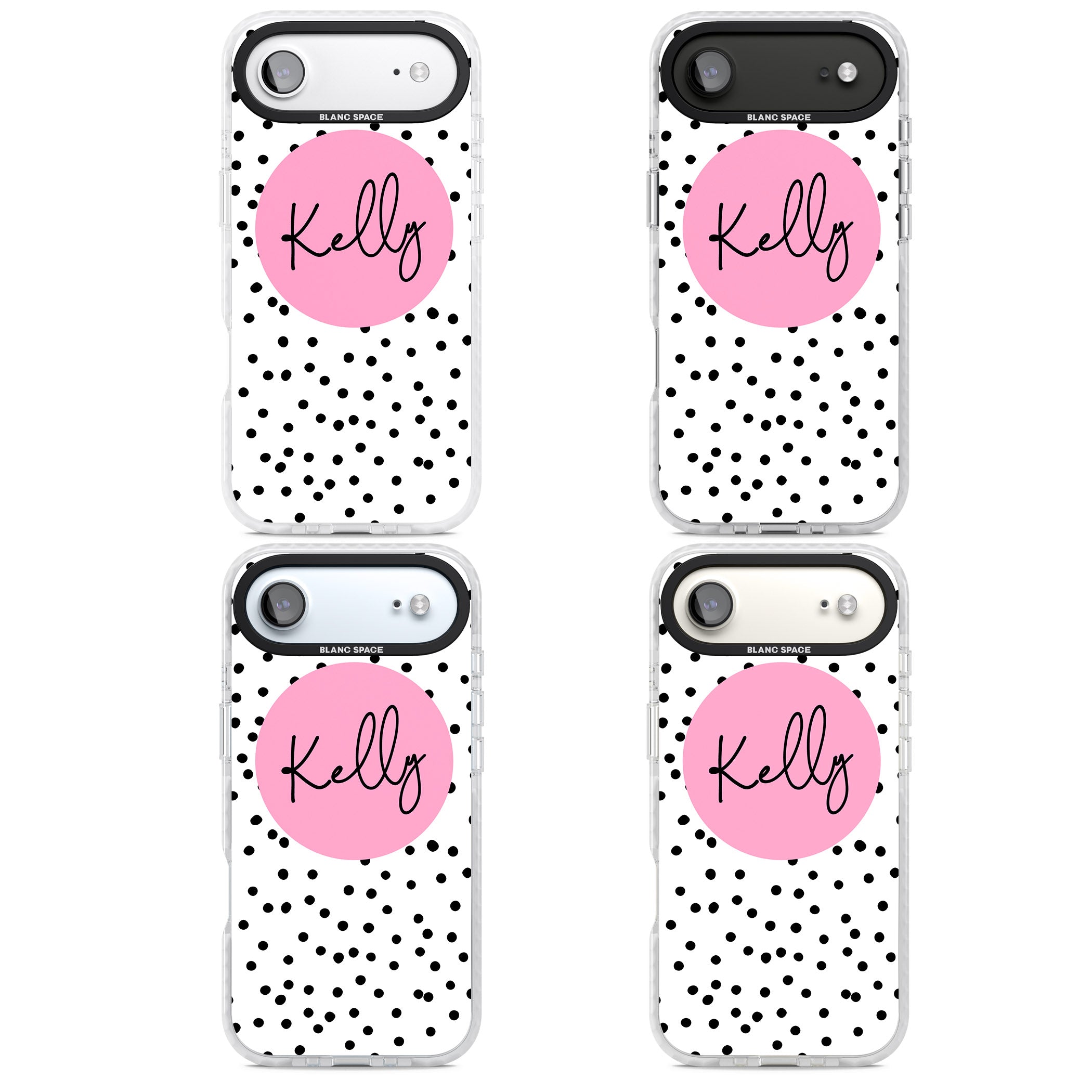 Personalised Pink Circle & Dots iPhone 17 Air Impact Clear Phone Case APT Impact Protection