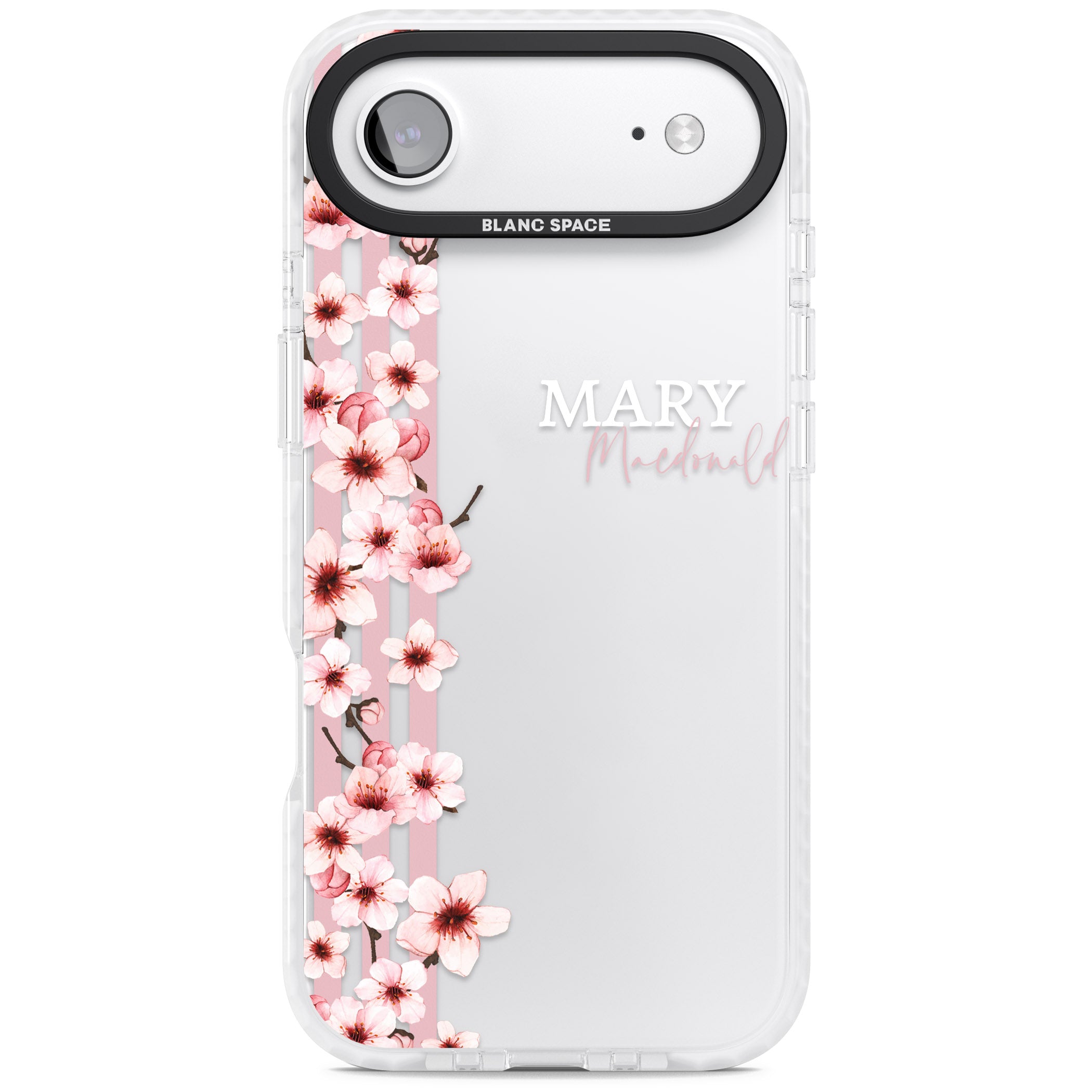 Personalised Cherry Blossom Stripes iPhone 17 Air Impact Clear Phone Case