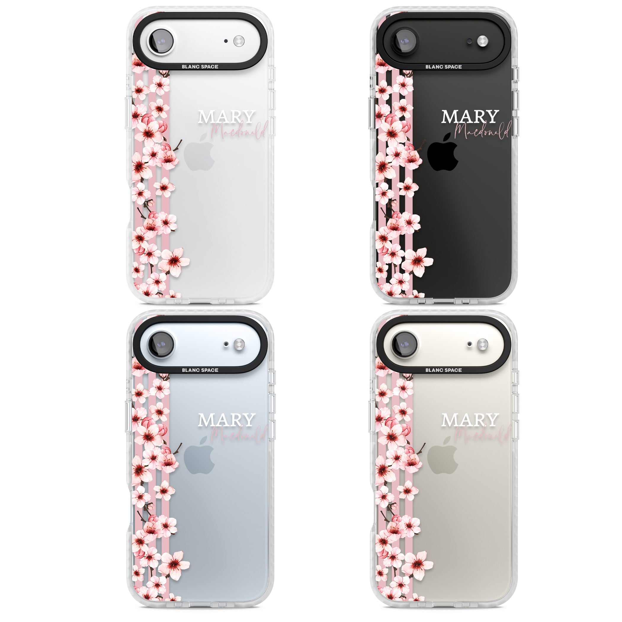 Personalised Cherry Blossom Stripes iPhone 17 Air Impact Clear Phone Case APT Impact Protection