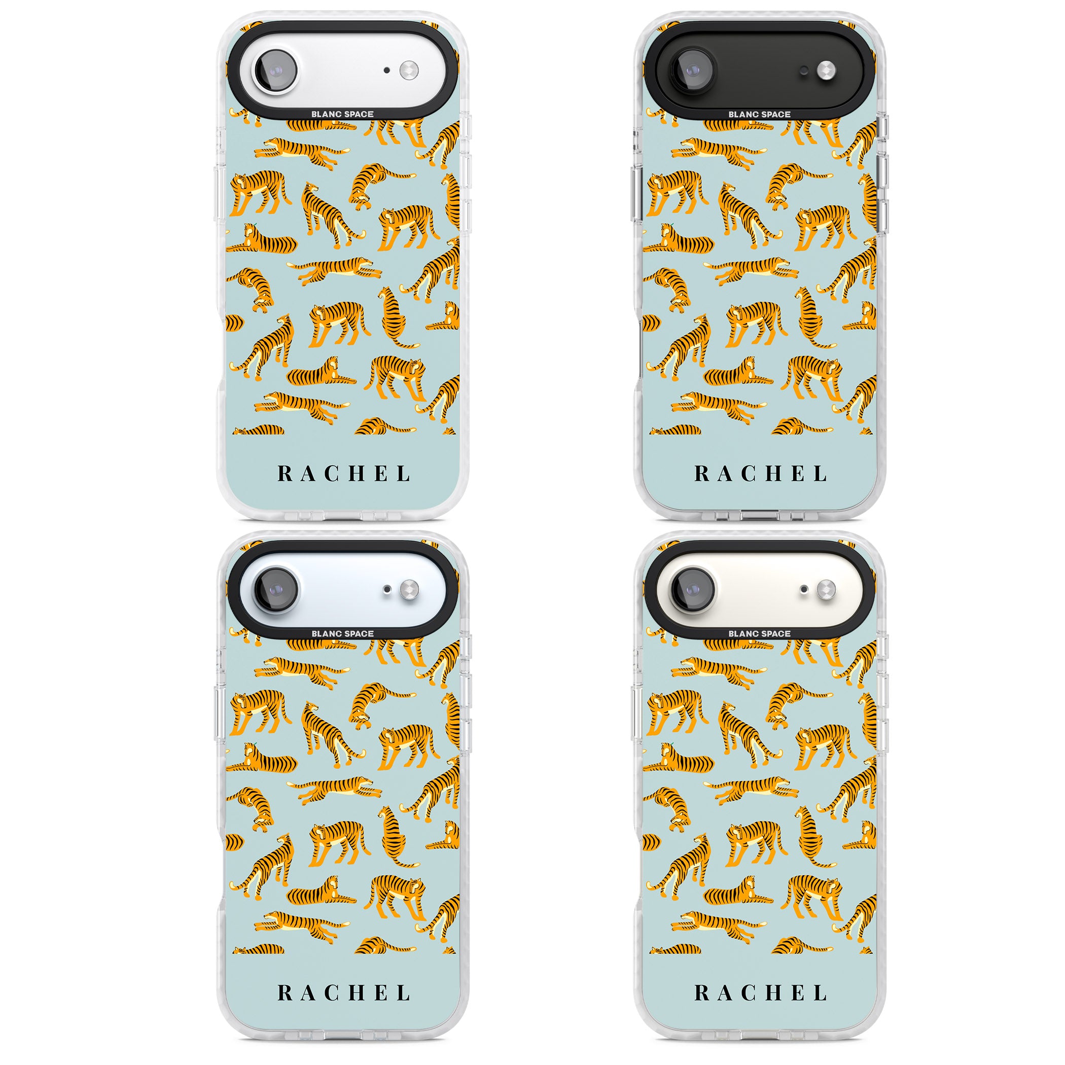 Personalised Turquoise Tiger Pattern iPhone 17 Air Impact Clear Phone Case APT Impact Protection