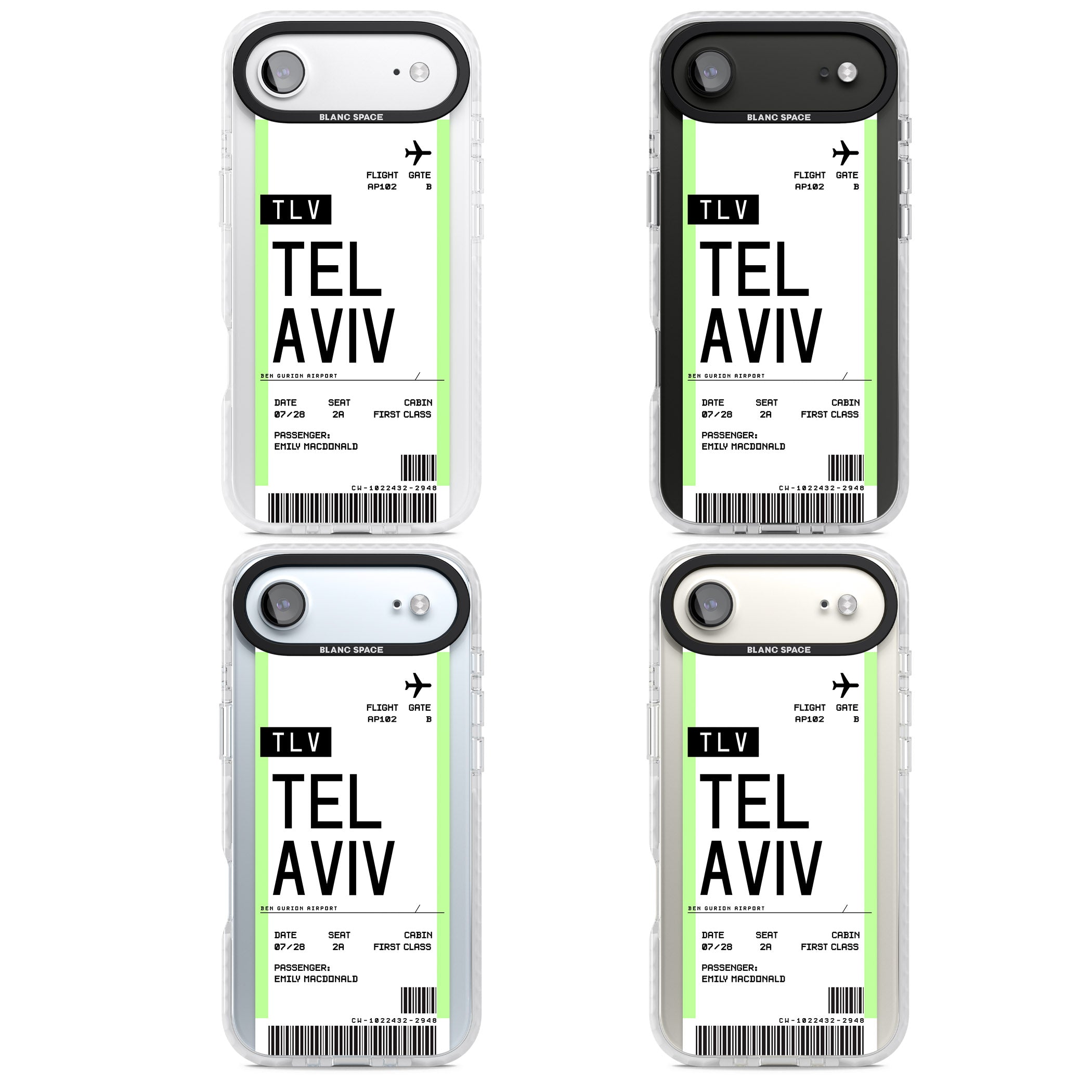 Personalised Tel Aviv Boarding Pass iPhone 17 Air Impact Clear Phone Case APT Impact Protection