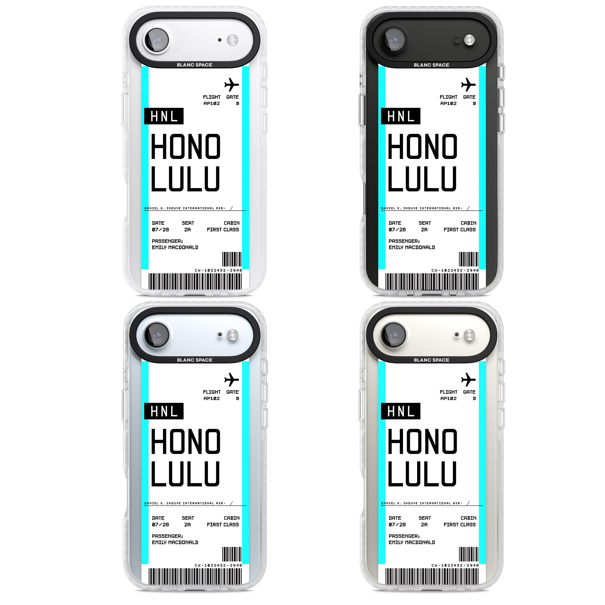 Personalised Honolulu Boarding Pass iPhone 17 Air Impact Clear Phone Case APT Impact Protection