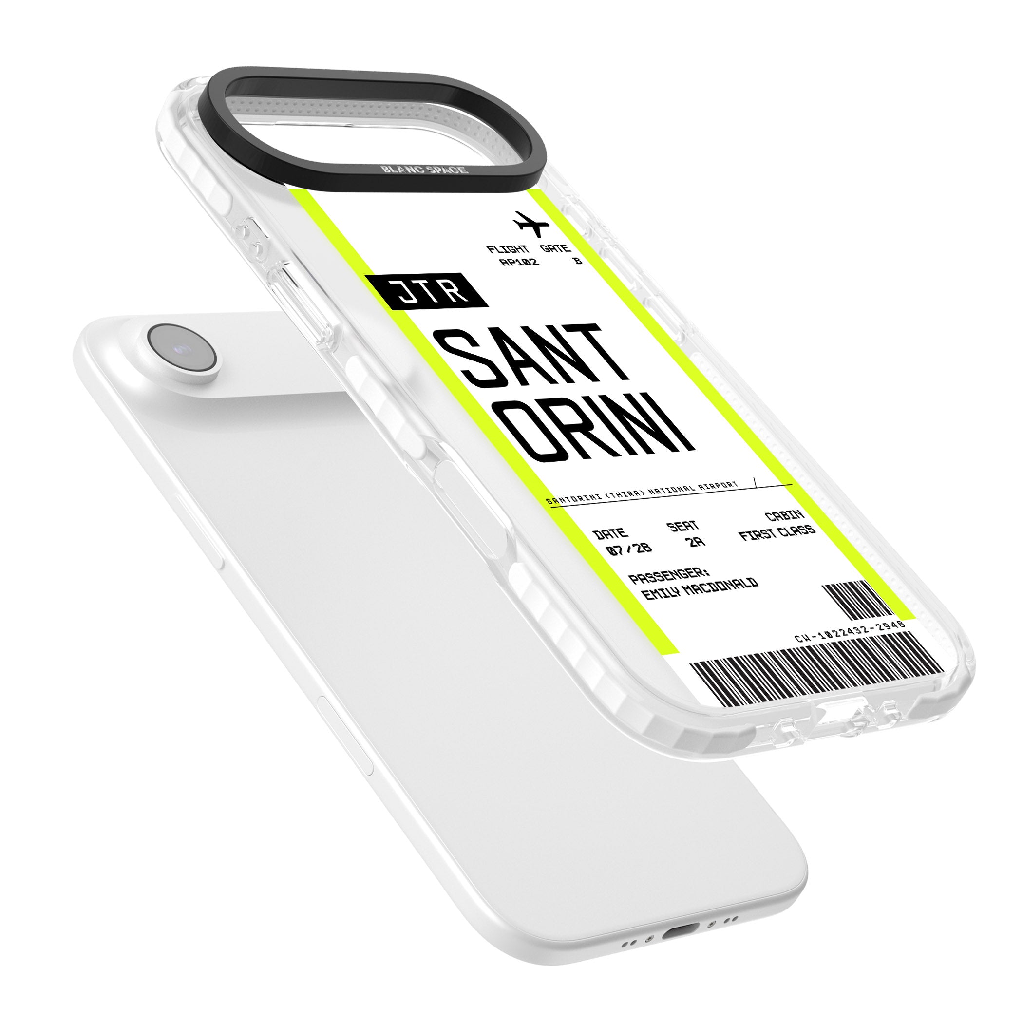 Personalised Santorini Boarding Pass iPhone 17 Air Impact Clear Phone Case Colours