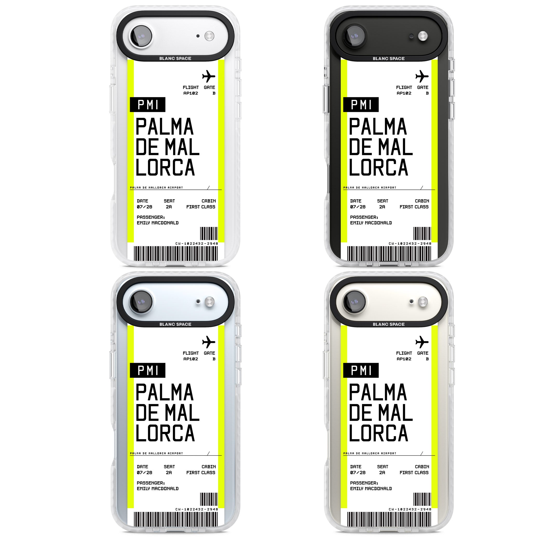 Personalised Palma De Mallorca Boarding Pass iPhone 17 Air Impact Clear Phone Case APT Impact Protection