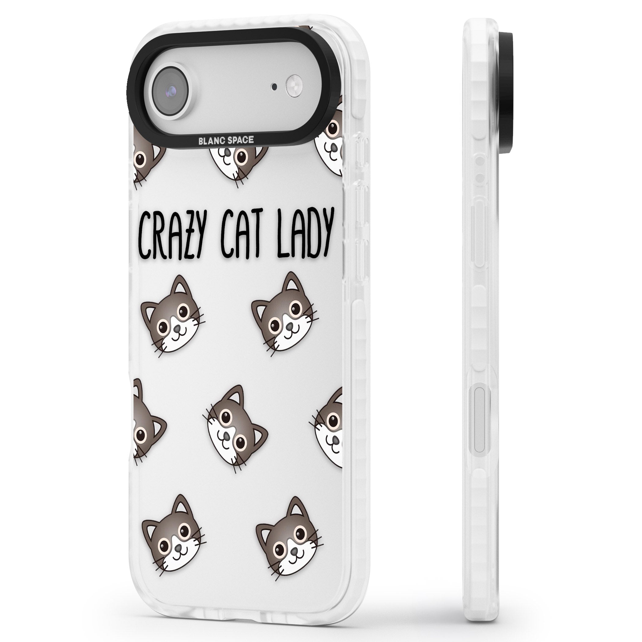 Crazy Cat Lady iPhone 17 Air Impact Clear Phone Case Side Profile
