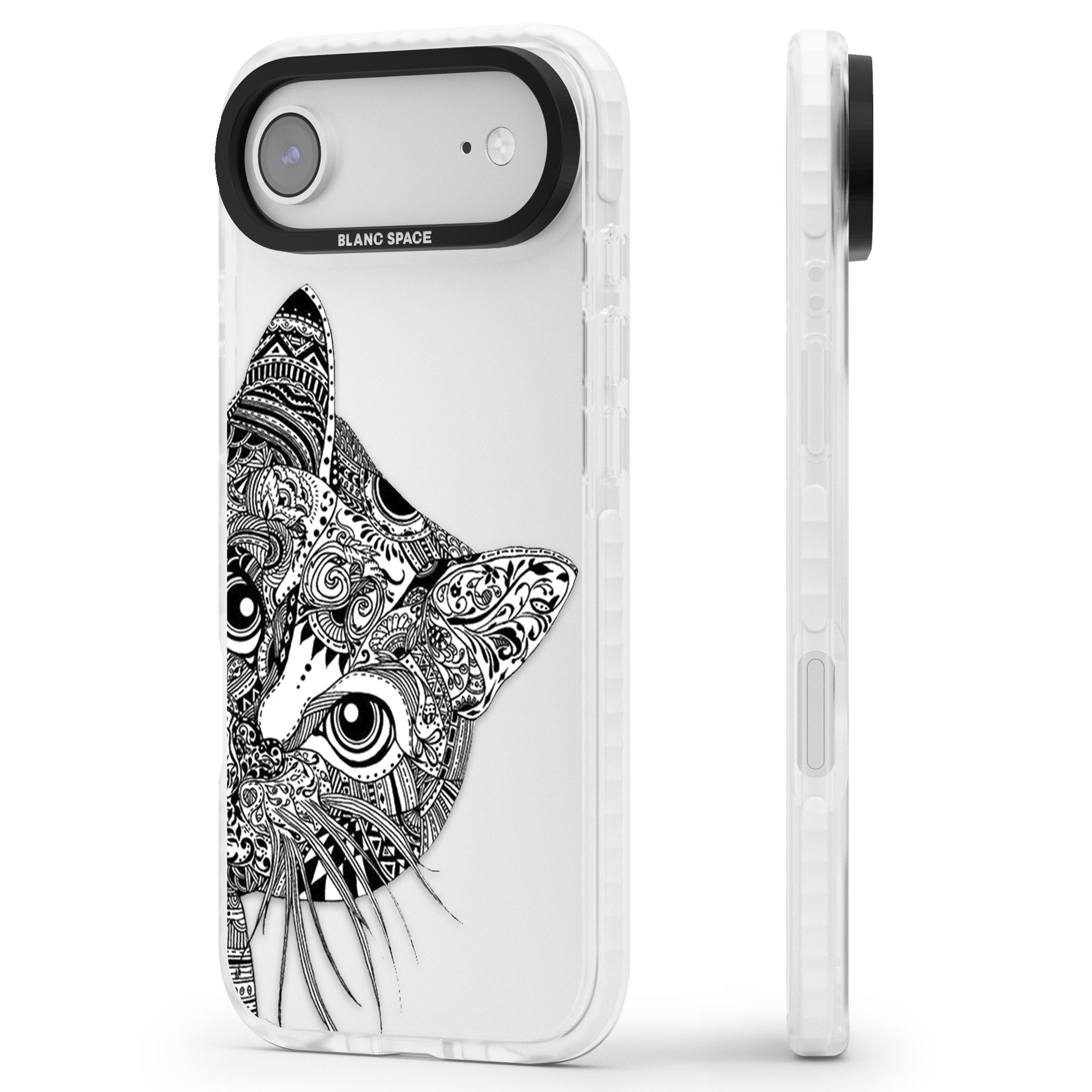 Henna Cat iPhone 17 Air Impact Clear Phone Case Side Profile