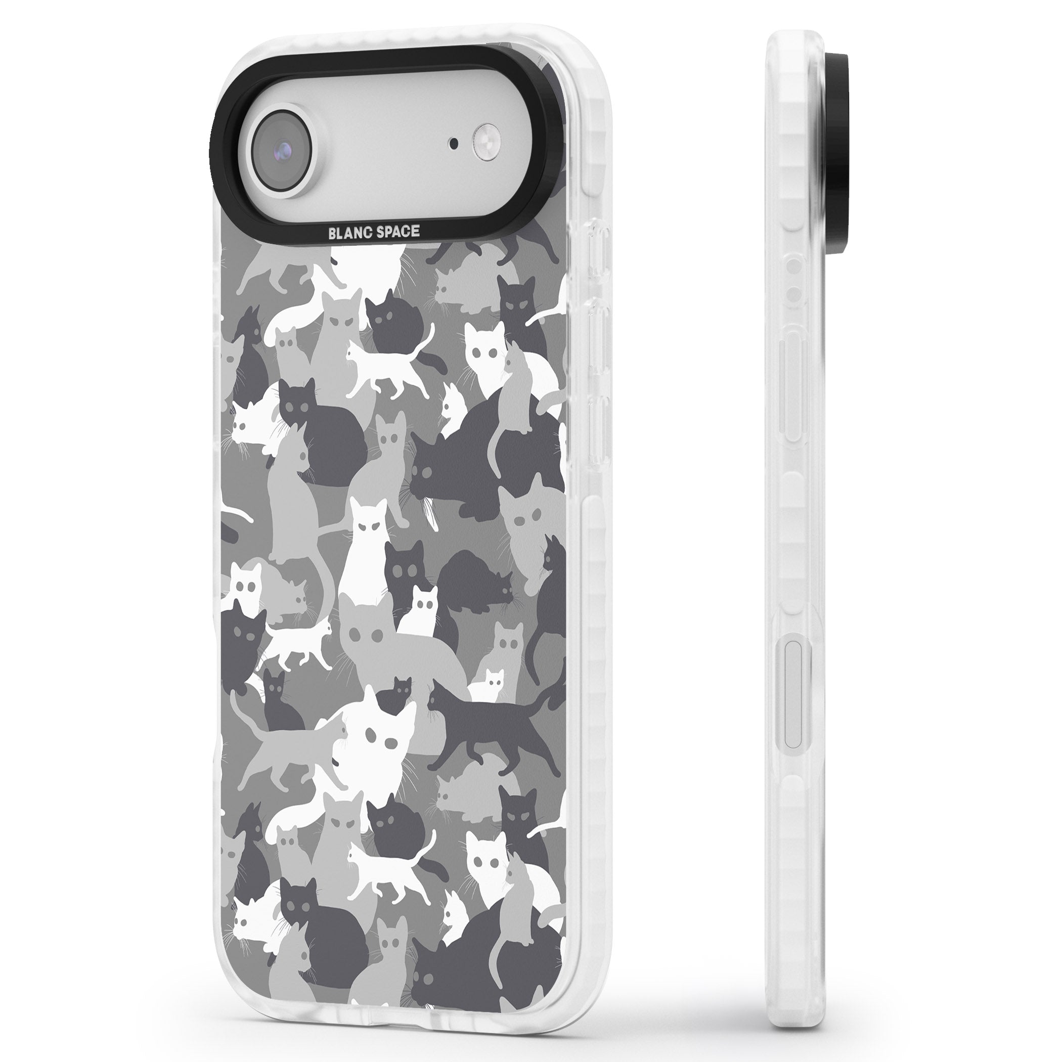 Dark Grey Cat Camouflage iPhone 17 Air Impact Clear Phone Case Side Profile