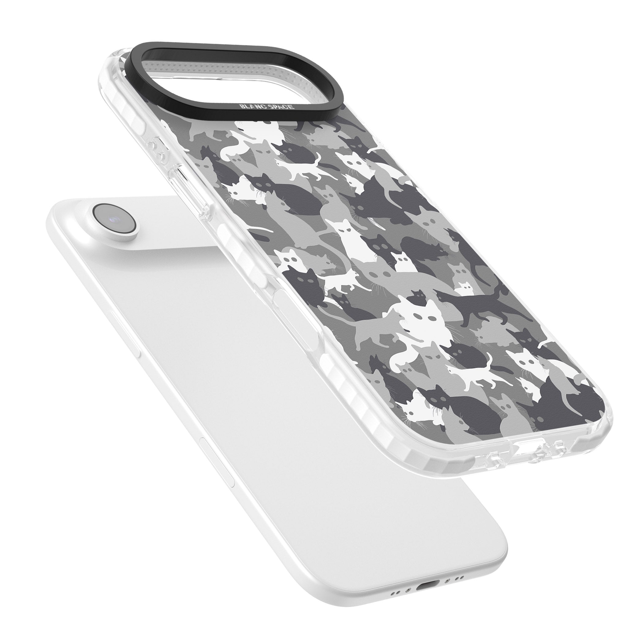 Dark Grey Cat Camouflage iPhone 17 Air Impact Clear Phone Case Colours