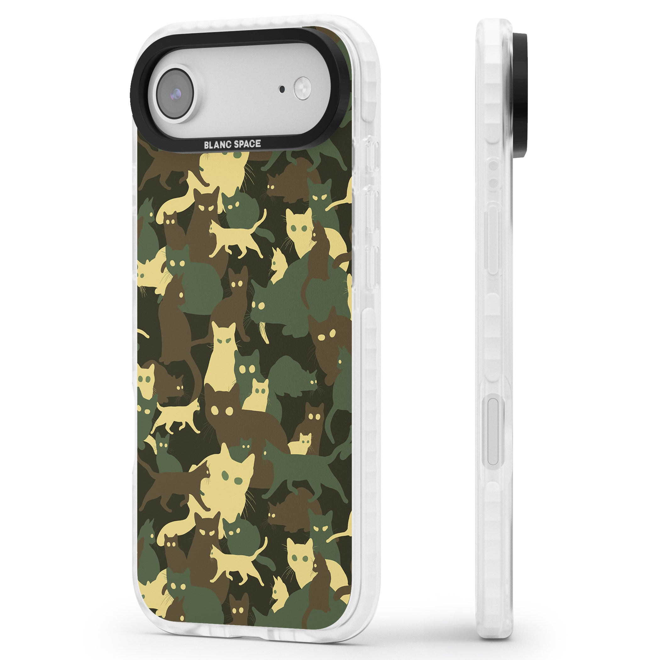 Forest Cat Camo iPhone 17 Air Impact Clear Phone Case Side Profile