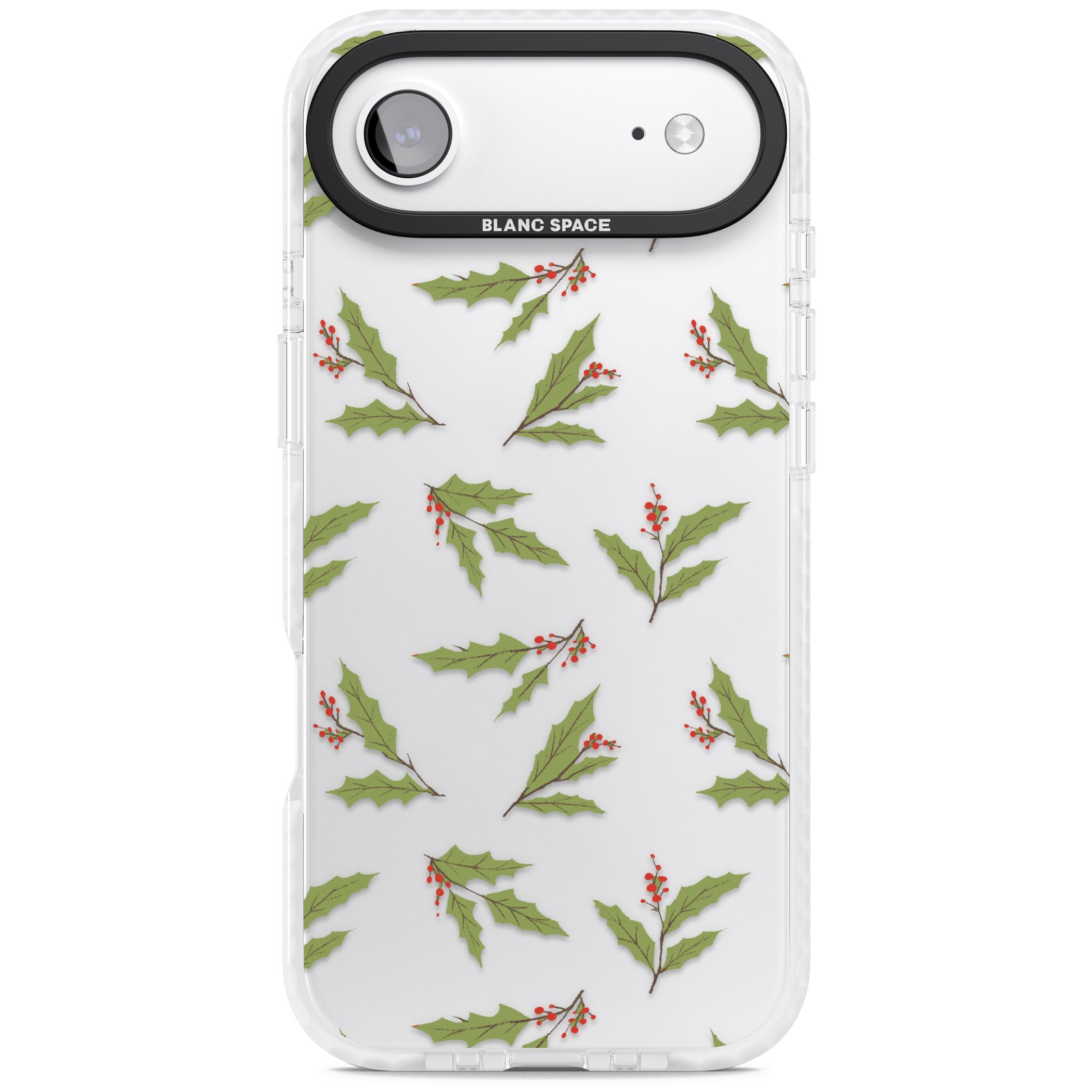 Christmas Holly Pattern iPhone 17 Air Impact Clear Phone Case