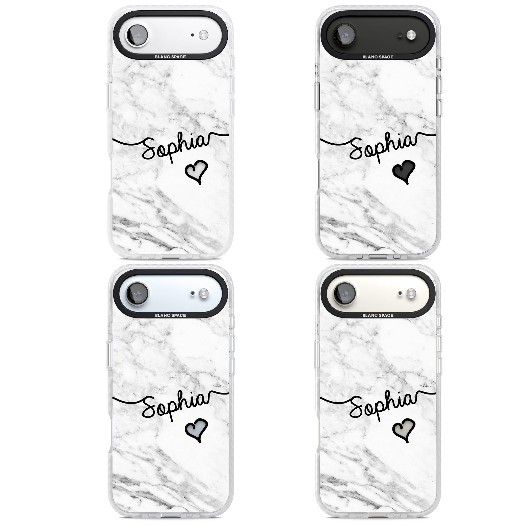 Personalised White Marble Heart iPhone 17 Air Impact Clear Phone Case APT Impact Protection