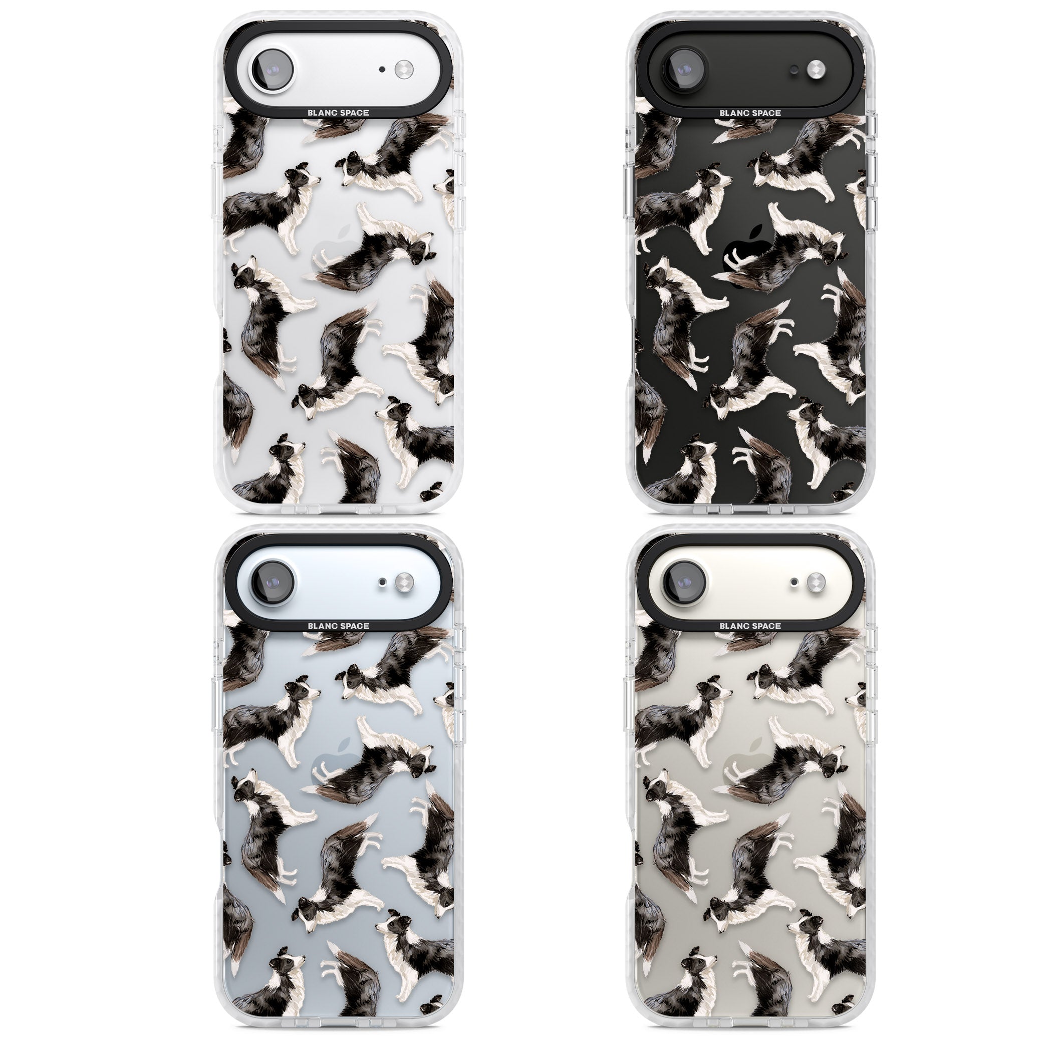 Border Collie Pattern Watercolour iPhone 17 Air Impact Clear Phone Case APT Impact Protection