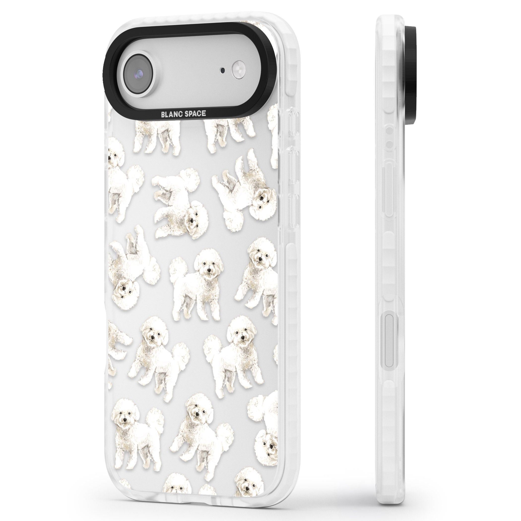 Bichon Frise Watercolor iPhone 17 Air Impact Clear Phone Case Side Profile