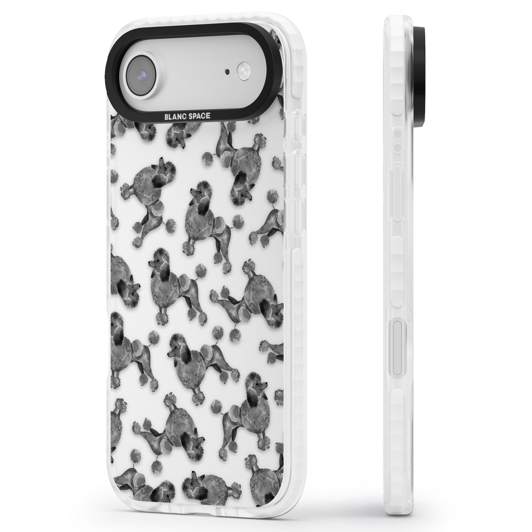 Poodle Pattern iPhone 17 Air Impact Clear Phone Case Side Profile