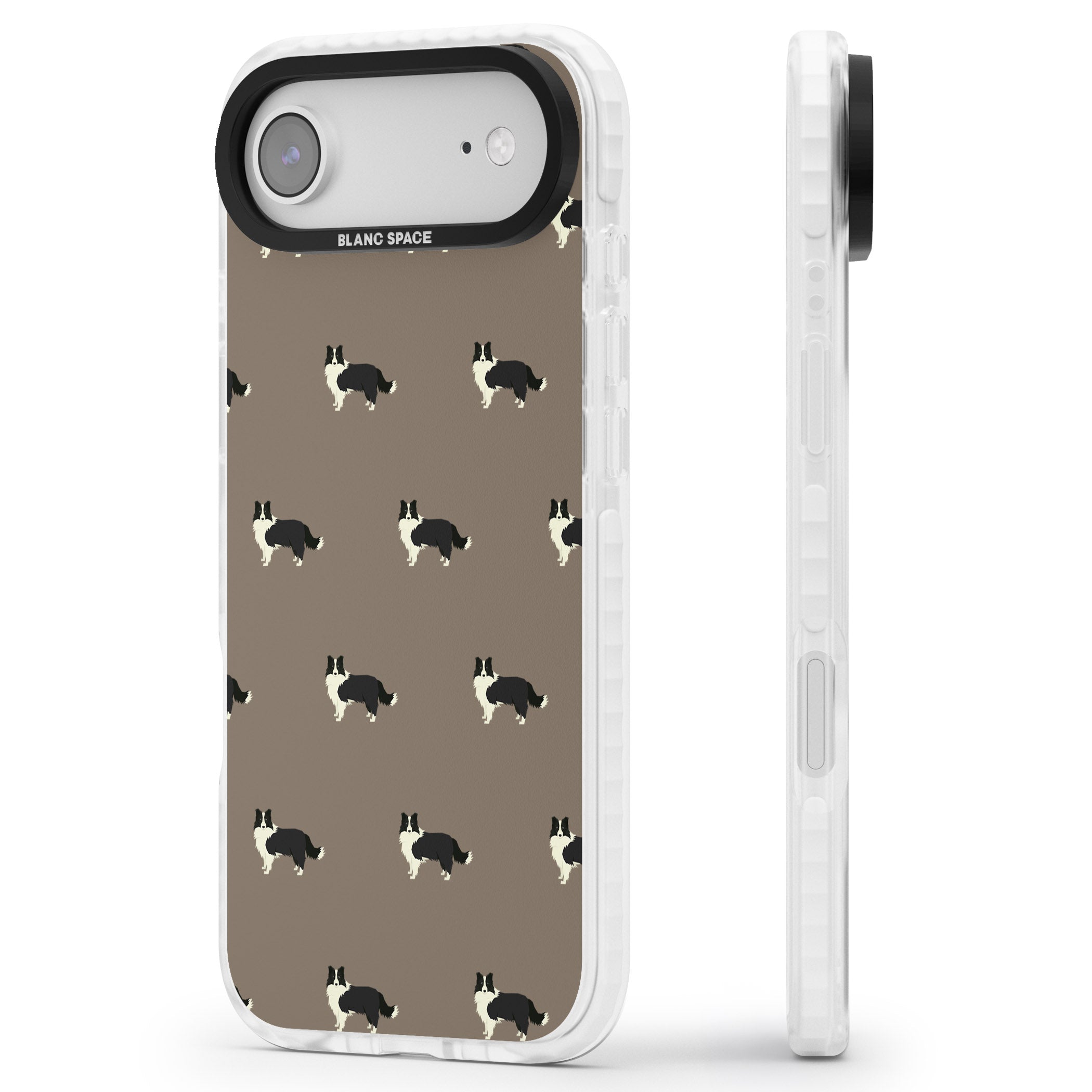 Border Collie Pattern Classic iPhone 17 Air Impact Clear Phone Case Side Profile