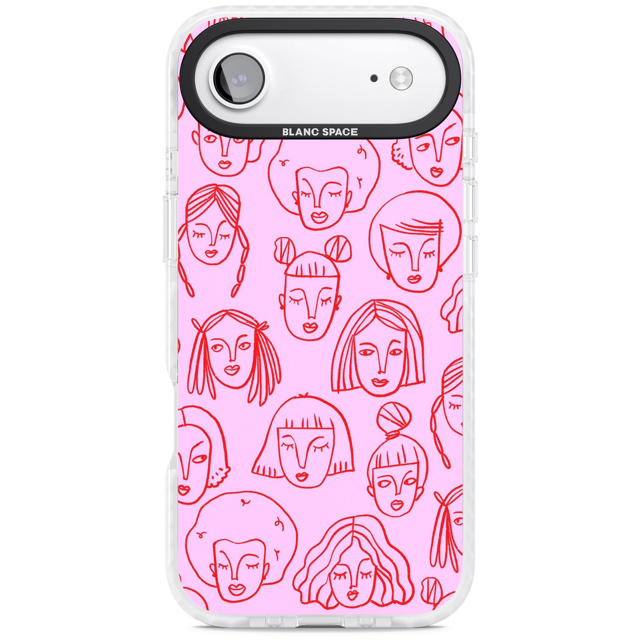 Girl Portrait Doodles iPhone 17 Air Impact Clear Phone Case