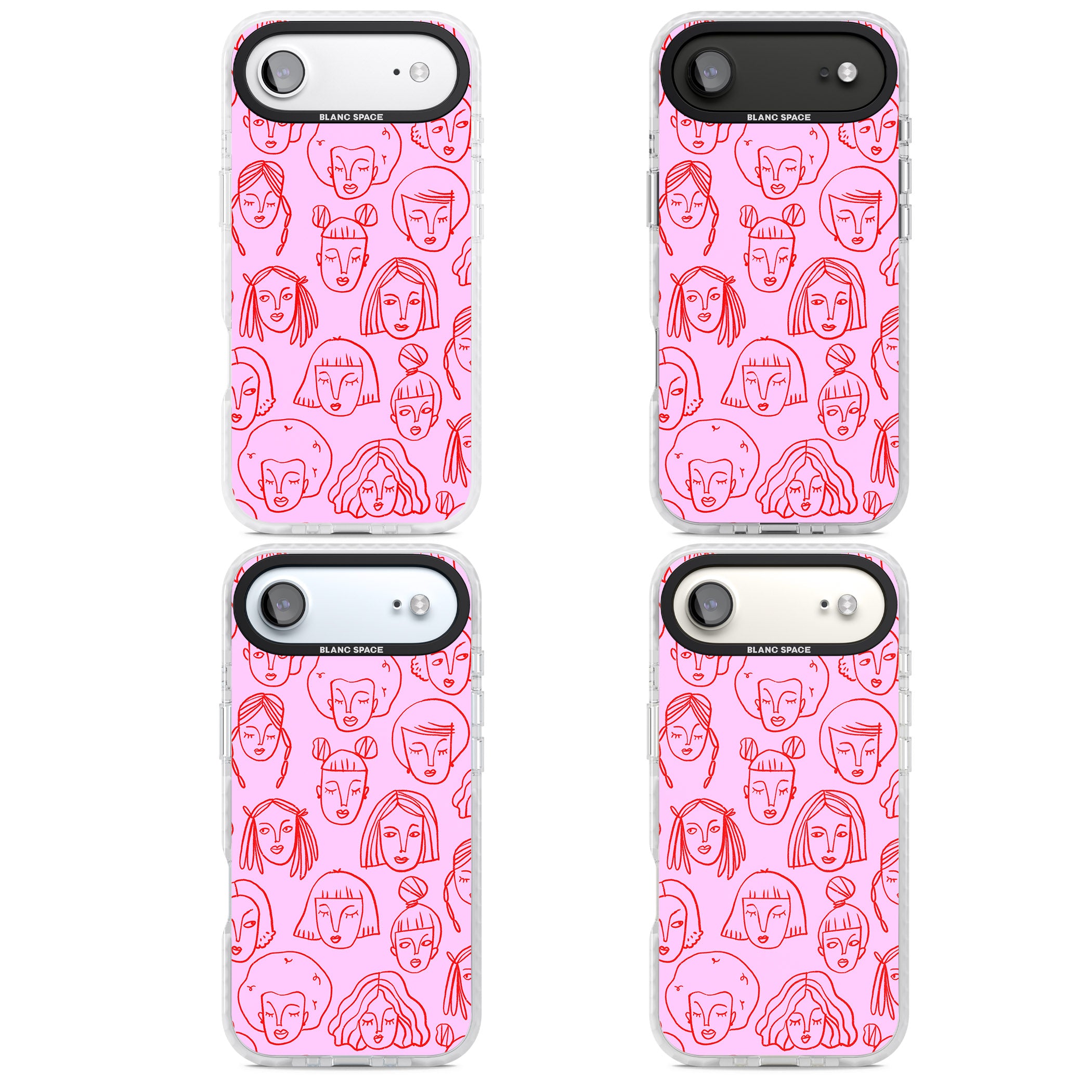 Girl Portrait Doodles iPhone 17 Air Impact Clear Phone Case APT Impact Protection