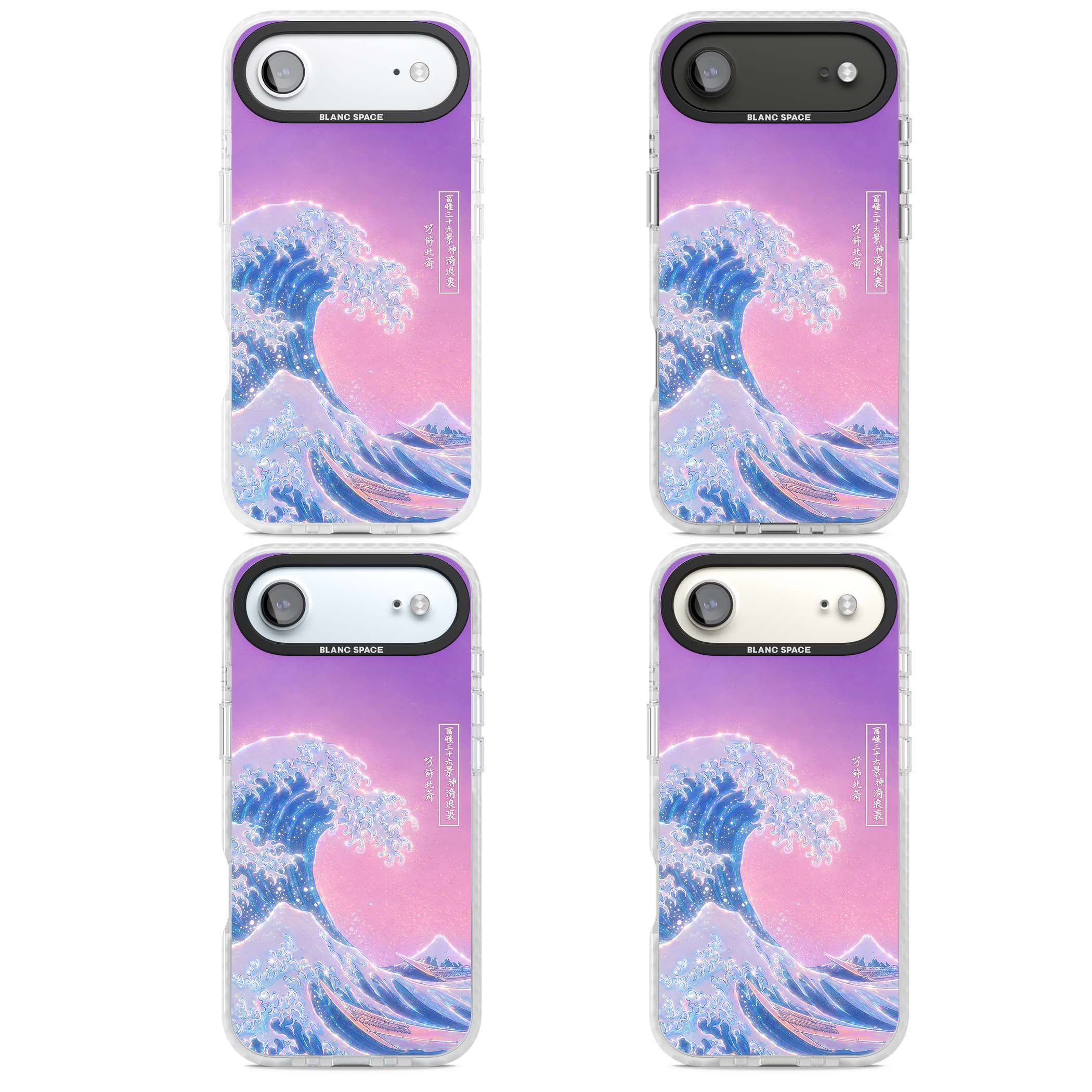 The Great Opal Wave Japanese iPhone case featuring Hokusai's great wave in iridescent pastels with lilac sky and Mou | Black Impact case for iPhone Air
